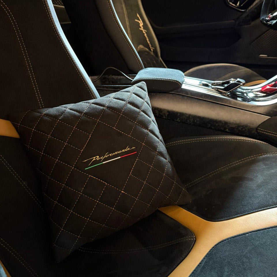 Black Carpet Floor Mats for Lamborghini Huracan Performante – Optional Alcantara Pillows Set of 2