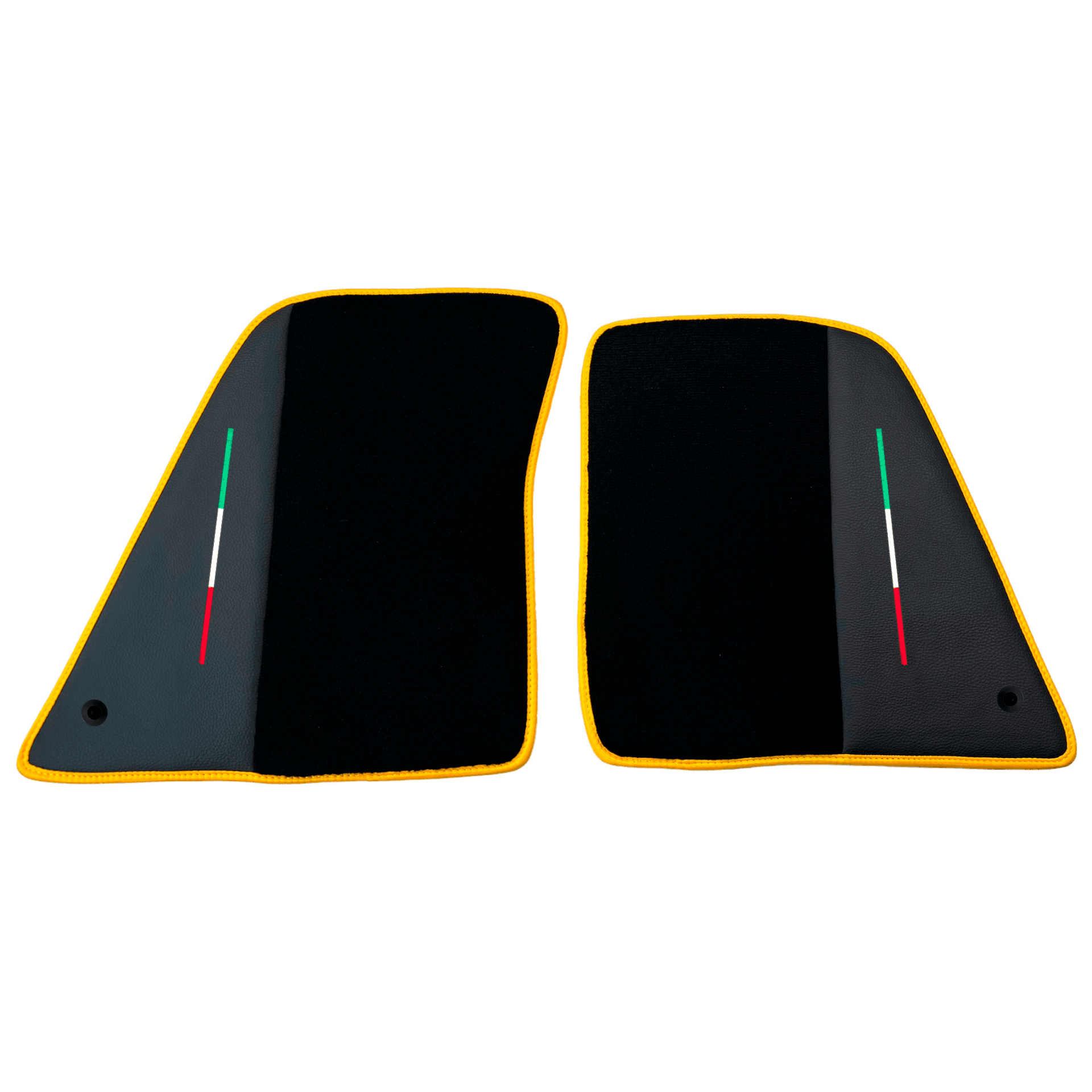 Black Floor Mats for Ferrari SF90 Stradale (2019-2024) with Leather and Yellow Trim - AutoWin