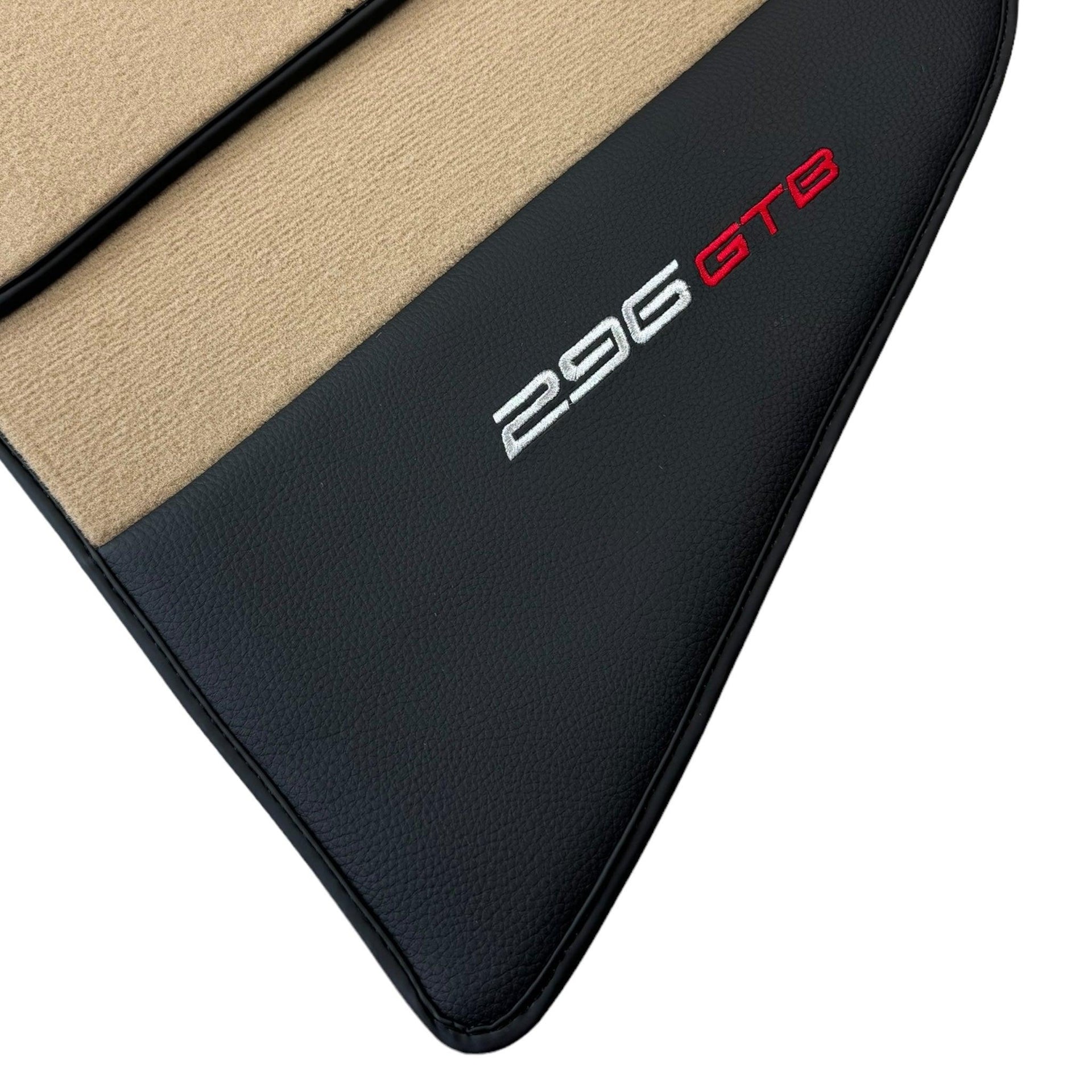 Beige Floor Mats for Ferrari 296 GTB (2022-2024) with Leather - AutoWin
