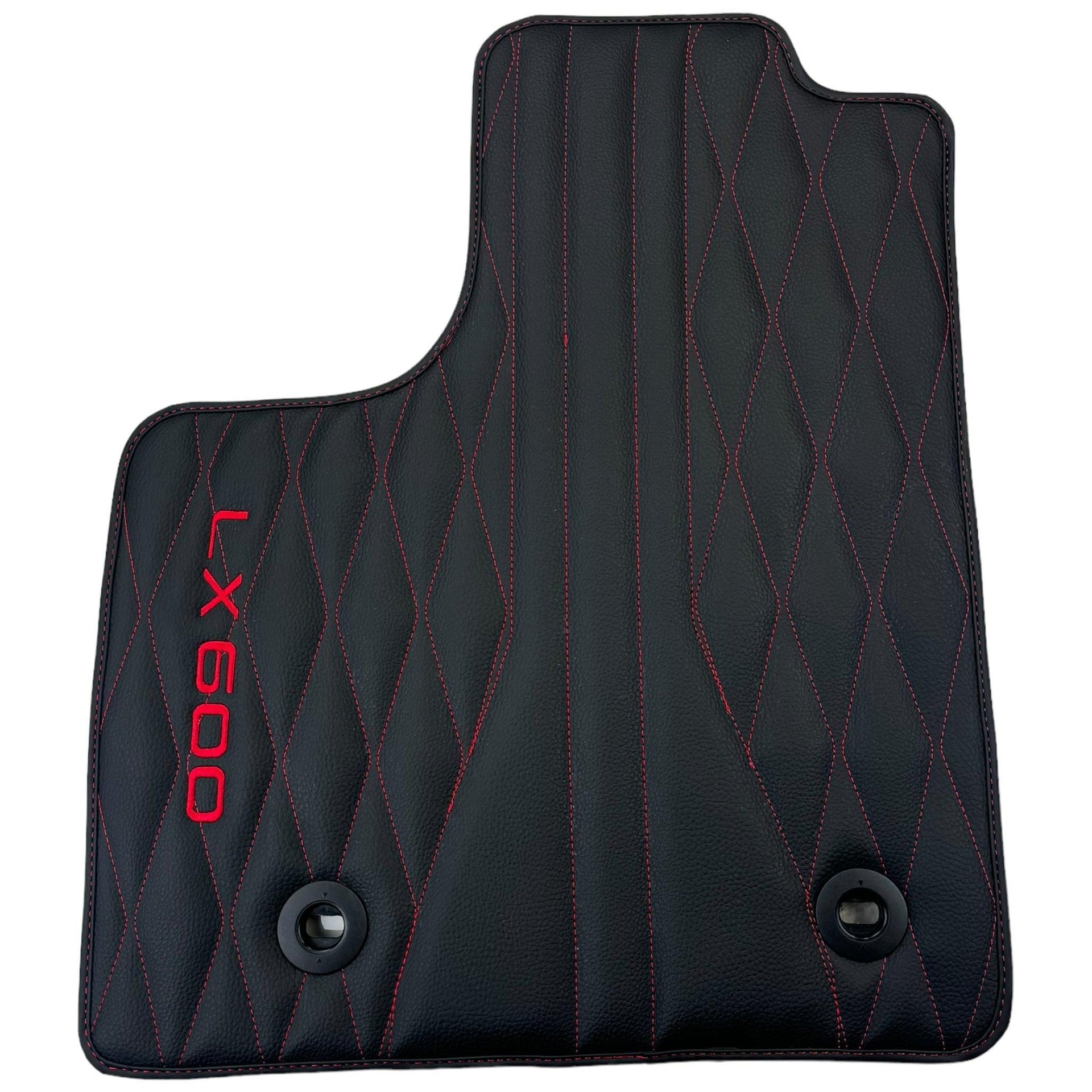 Leather Floor Mats for Lexus LX 600 (2022-2024) with Red Stitching - AutoWin