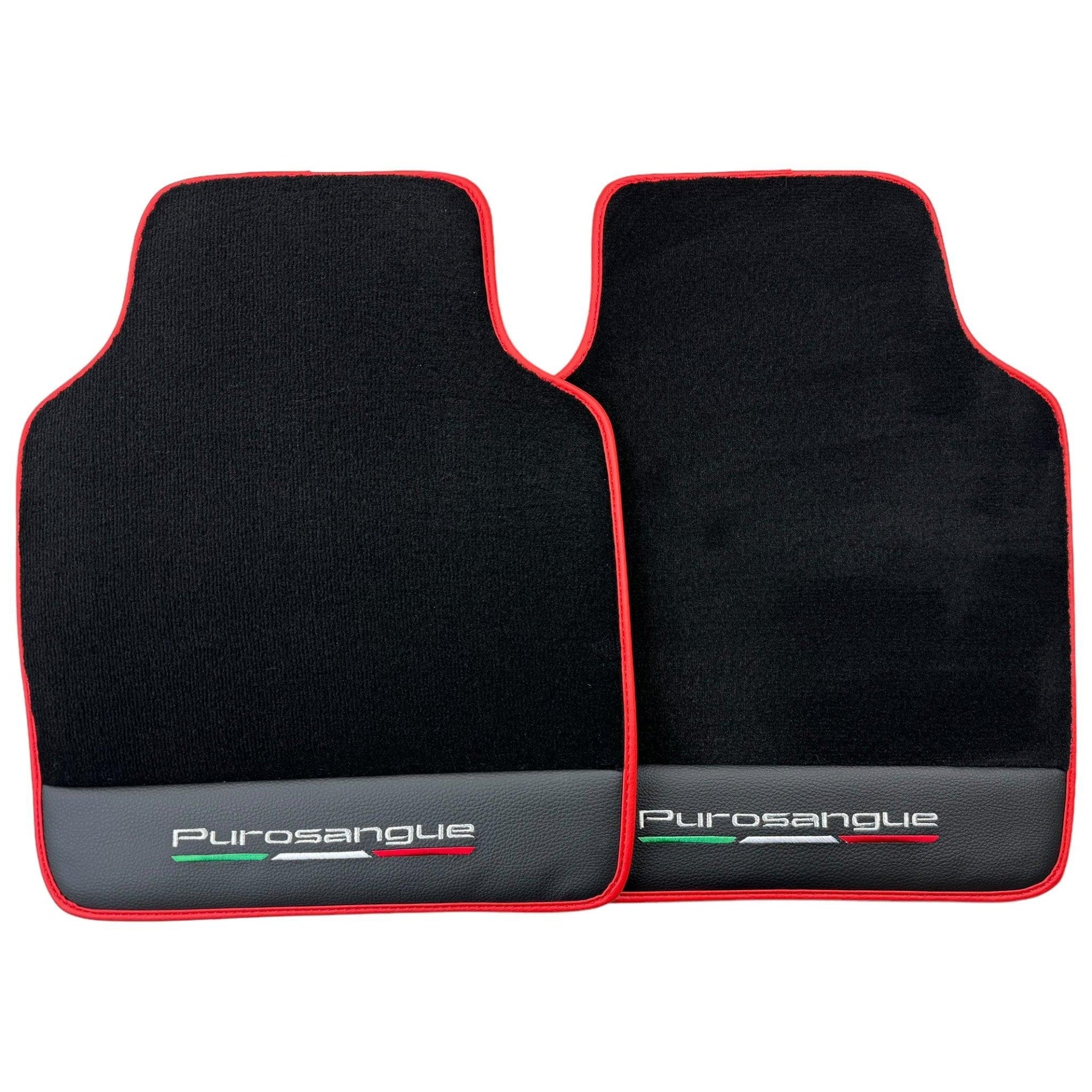Black Floor Mats for Ferrari Purosangue with Leather and Red Trim | Italian Edition - AutoWin