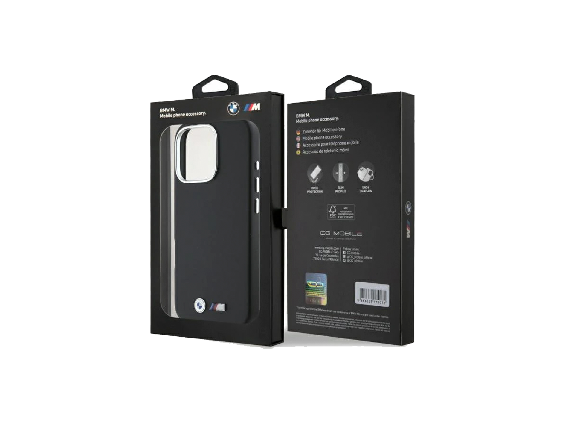 Black BMW M Smooth Full Wrapped Metal Hardcase for iPhone 16 Pro (6.3")