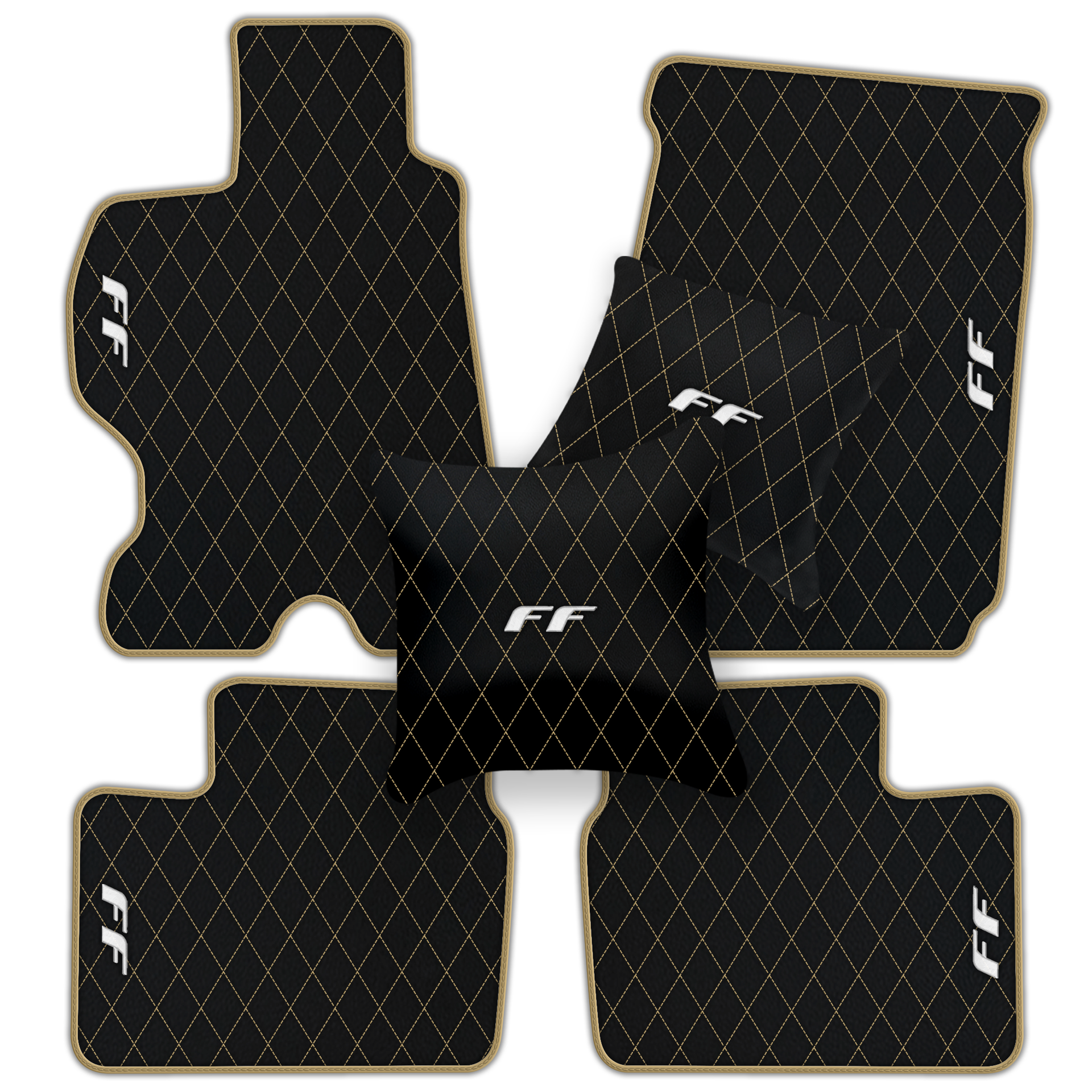 Luxury Black Leather Floor Mats for Ferrari Roma (2021-2024)