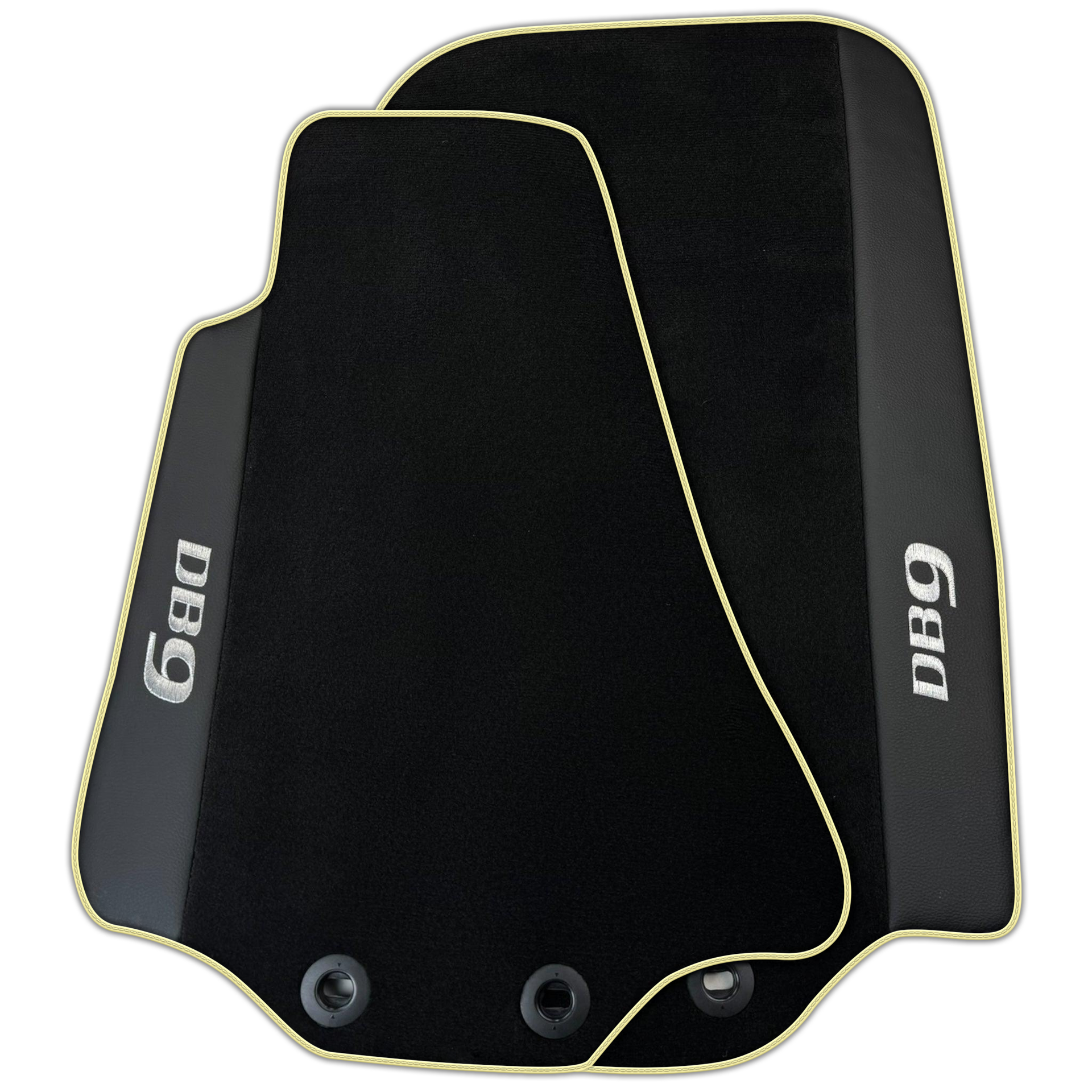 Black Floor Mats for Aston Martin DB9 (2004-2016) with Leather