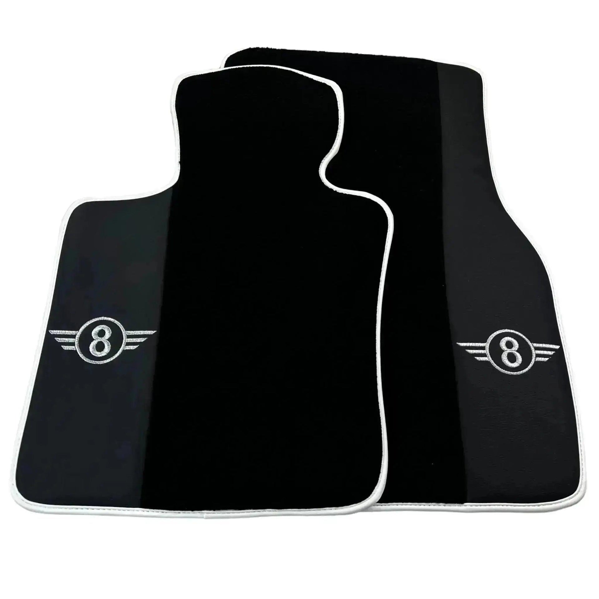 Black Floor Mats for Mini Clubman F54 (2015-2019) with Leather | White Trim - AutoWin
