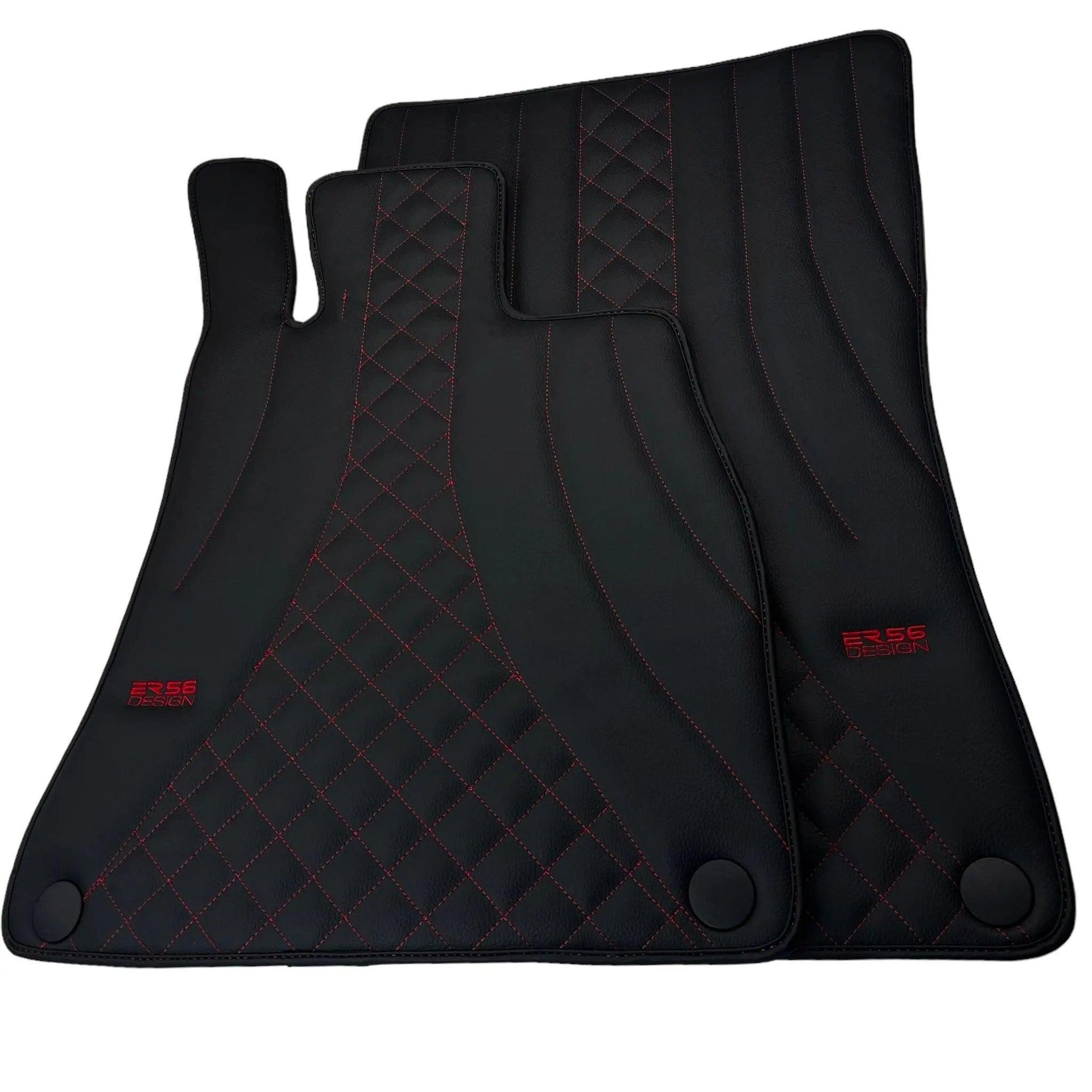Black Leather Floor Mats For Mercedes Benz A-Class W177 Hatchback Hybrid (2019-2023) | ER56 Design - AutoWin