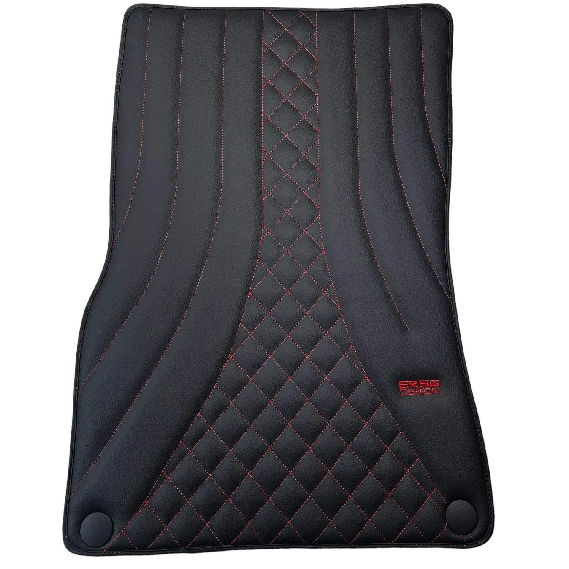 Black Leather Floor Mats For Mercedes Benz EQS-Class V297 (2021-2023) | ER56 Design - AutoWin