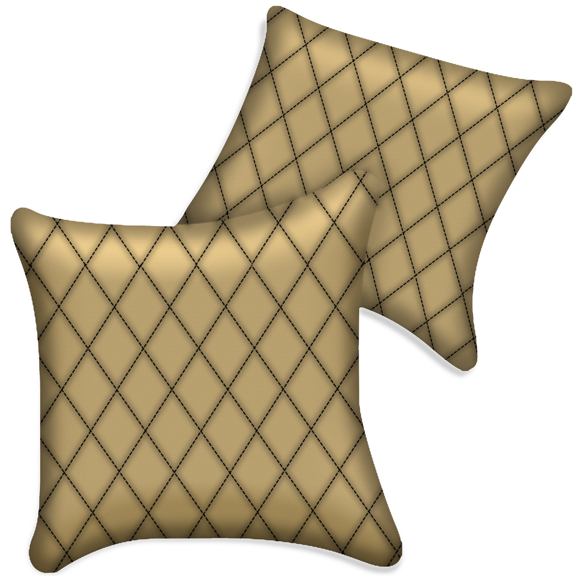 Customizable Beige Leather Pillows Set of 2 for All Vehicles | Single Diamond Pattern