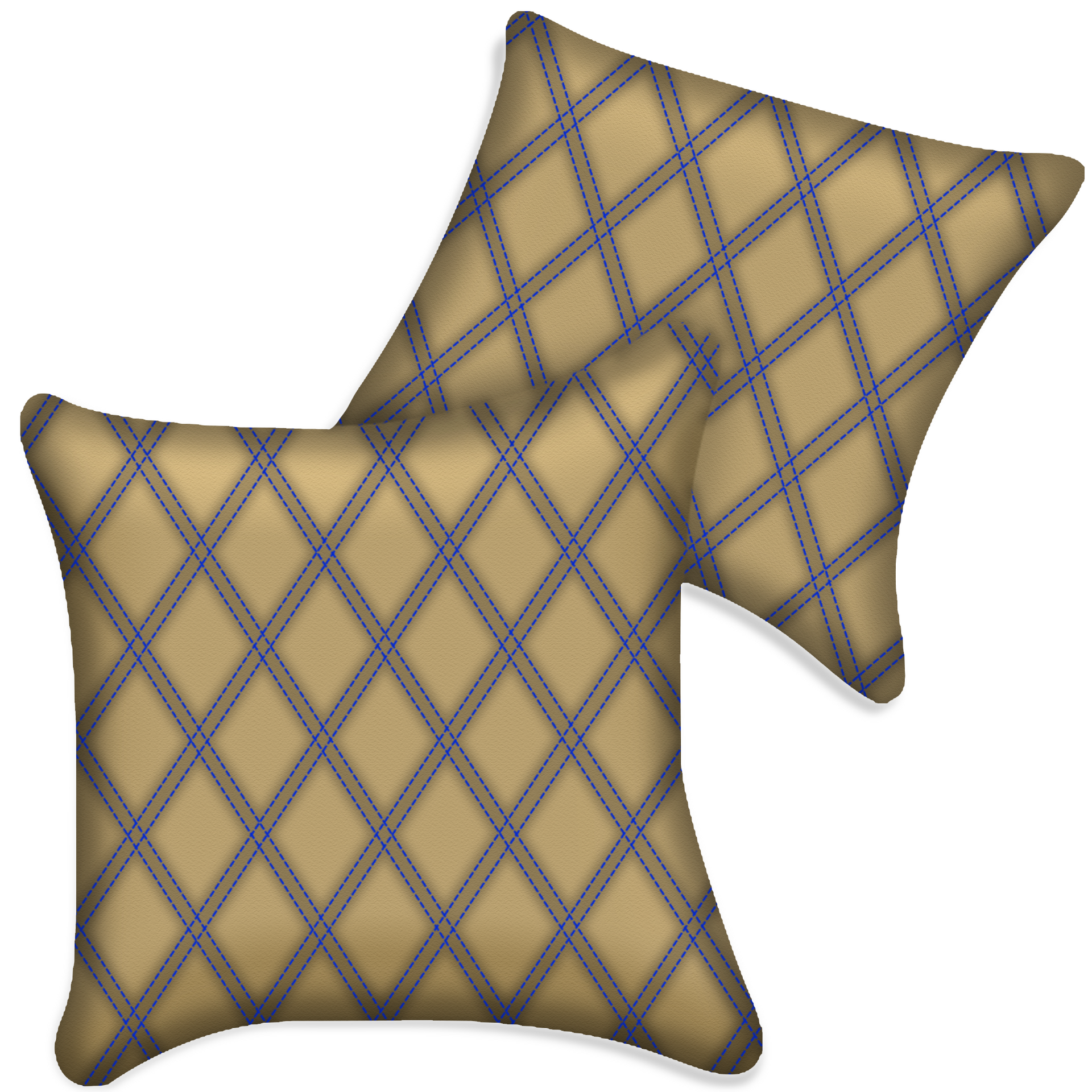 Customizable Beige Leather Pillows Set of 2 for All Vehicles | Double Diamond Pattern