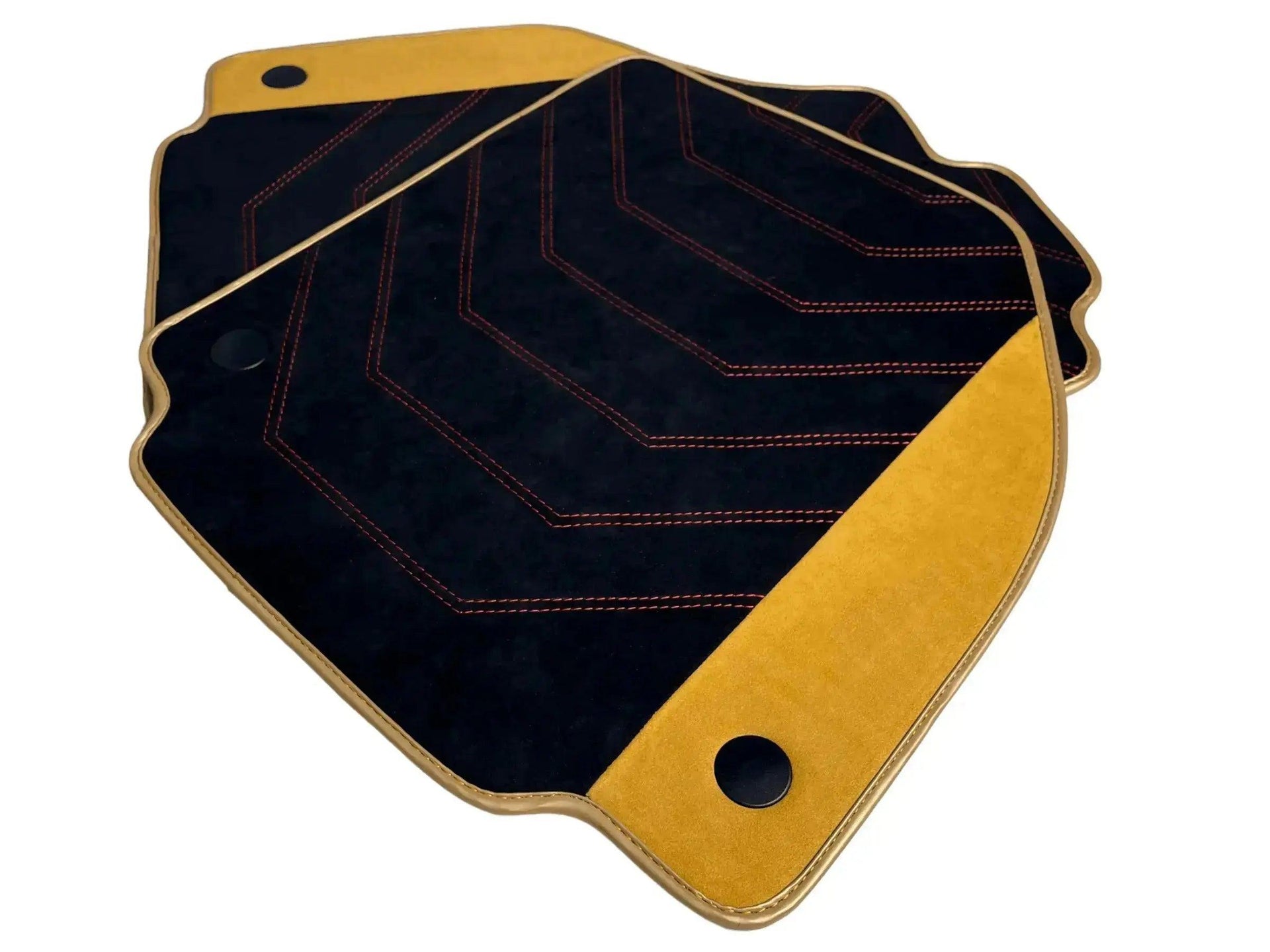 Customizable Black Floor Mats for Ferrari 488 Spider (2016-2022) with Tan Alcantara Leather - AutoWin