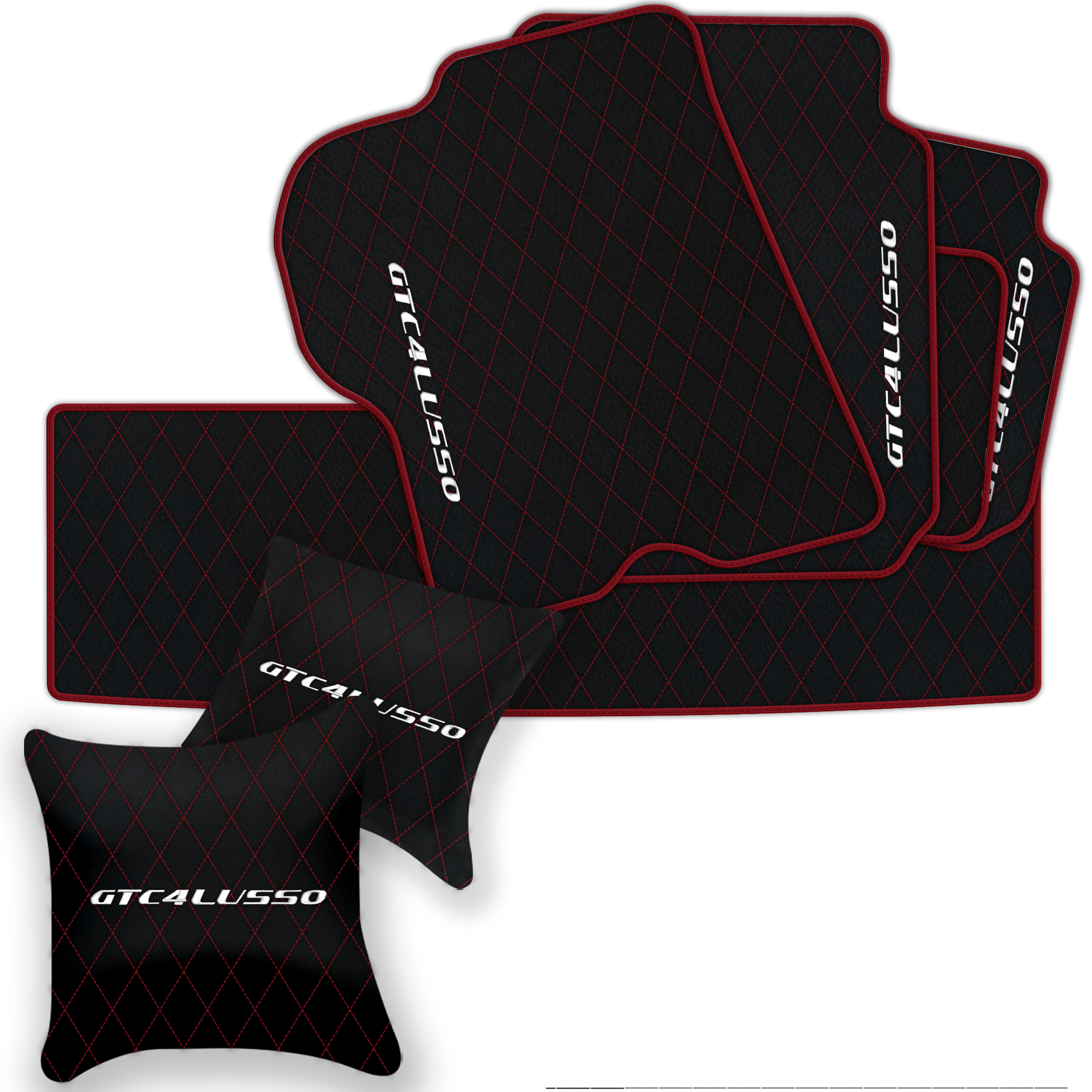 Luxury Black Leather Floor Mats for Ferrari Roma (2021-2024)