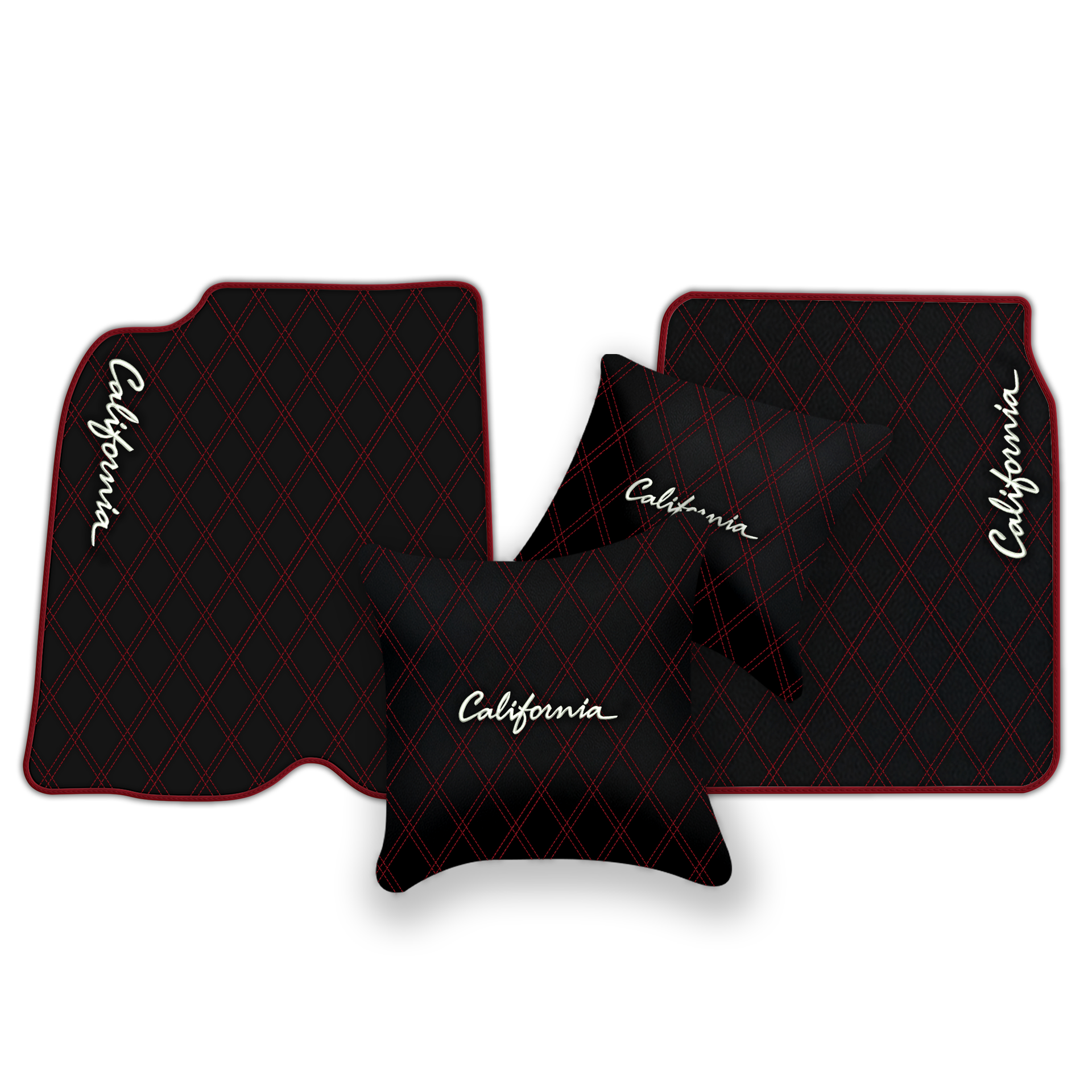 Orange Stitching Black Leather Floor Mats for Lamborghini Urus