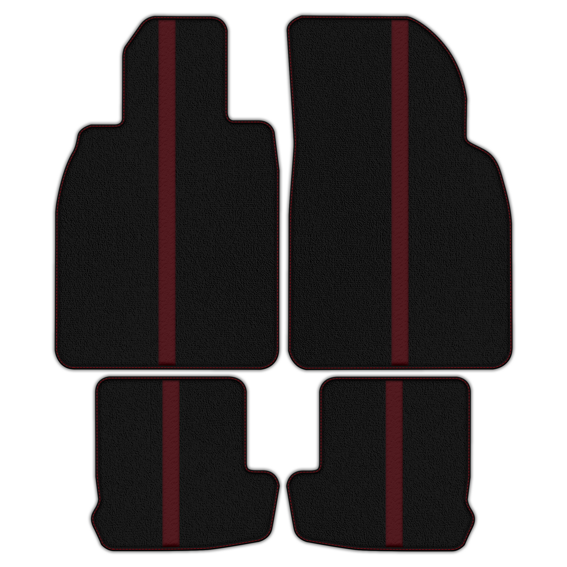 Black Floor Mats with Leather Line for Porsche Classic 911 - 991 (2012-2019) - Various Colors