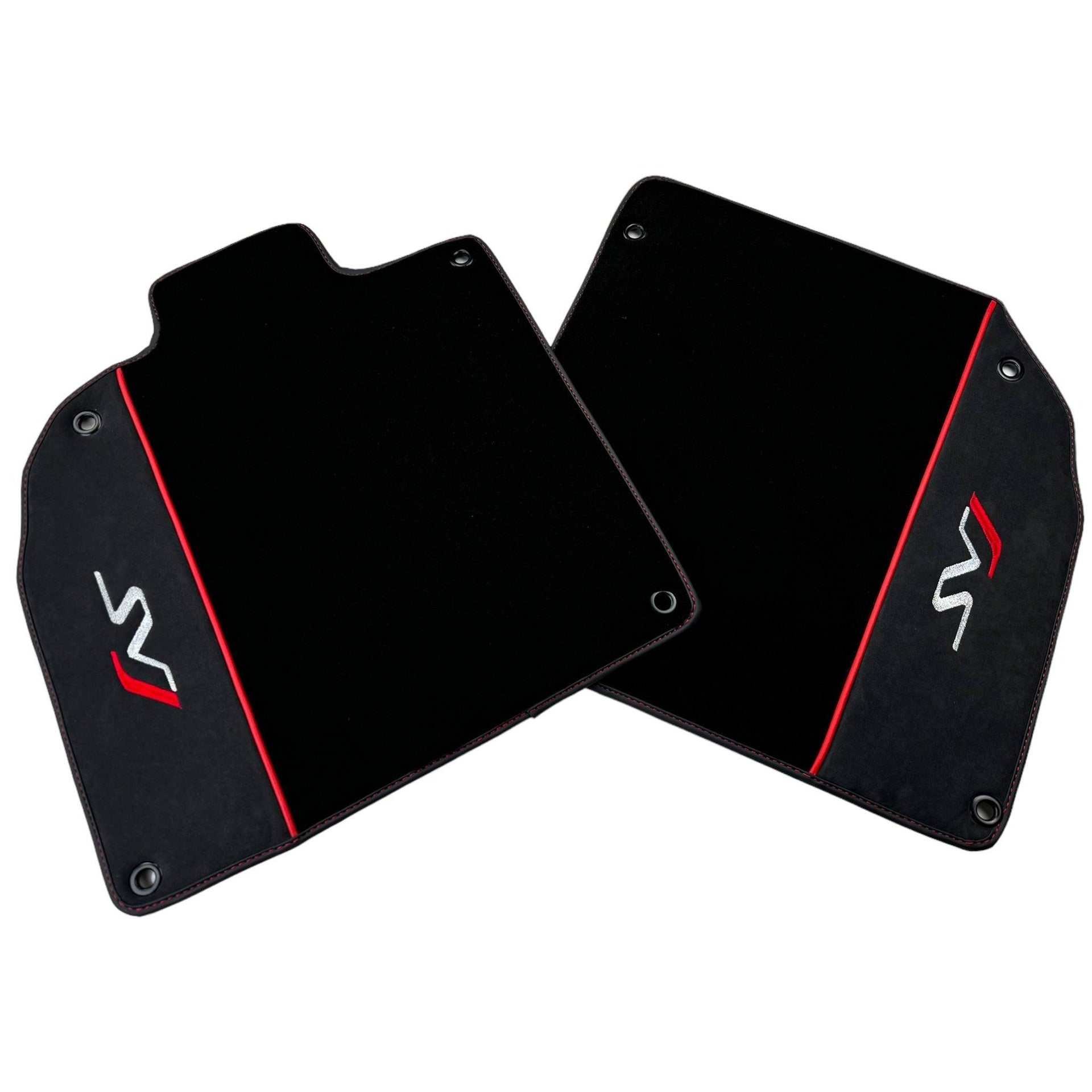 Black Floor Mats for Lamborghini Aventador SVJ with Alcantara Leather - AutoWin