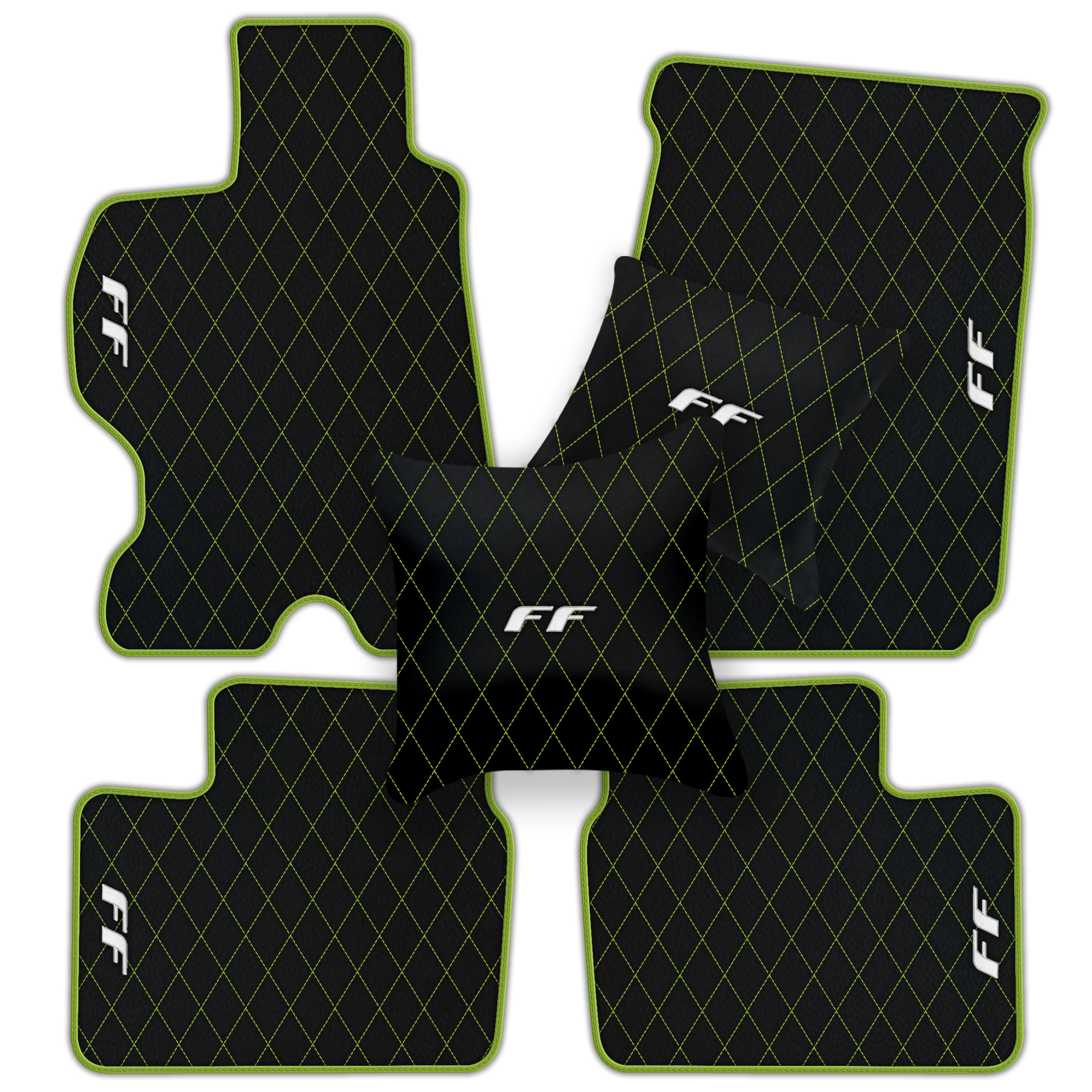 Luxury Black Leather Floor Mats for Ferrari Roma (2021-2024)