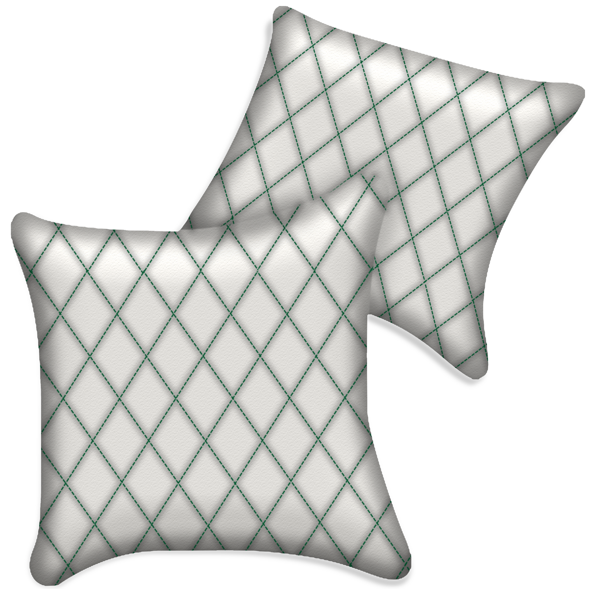 Customizable White Leather Pillows Set of 2 for All Vehicles | Single Diamond Pattern