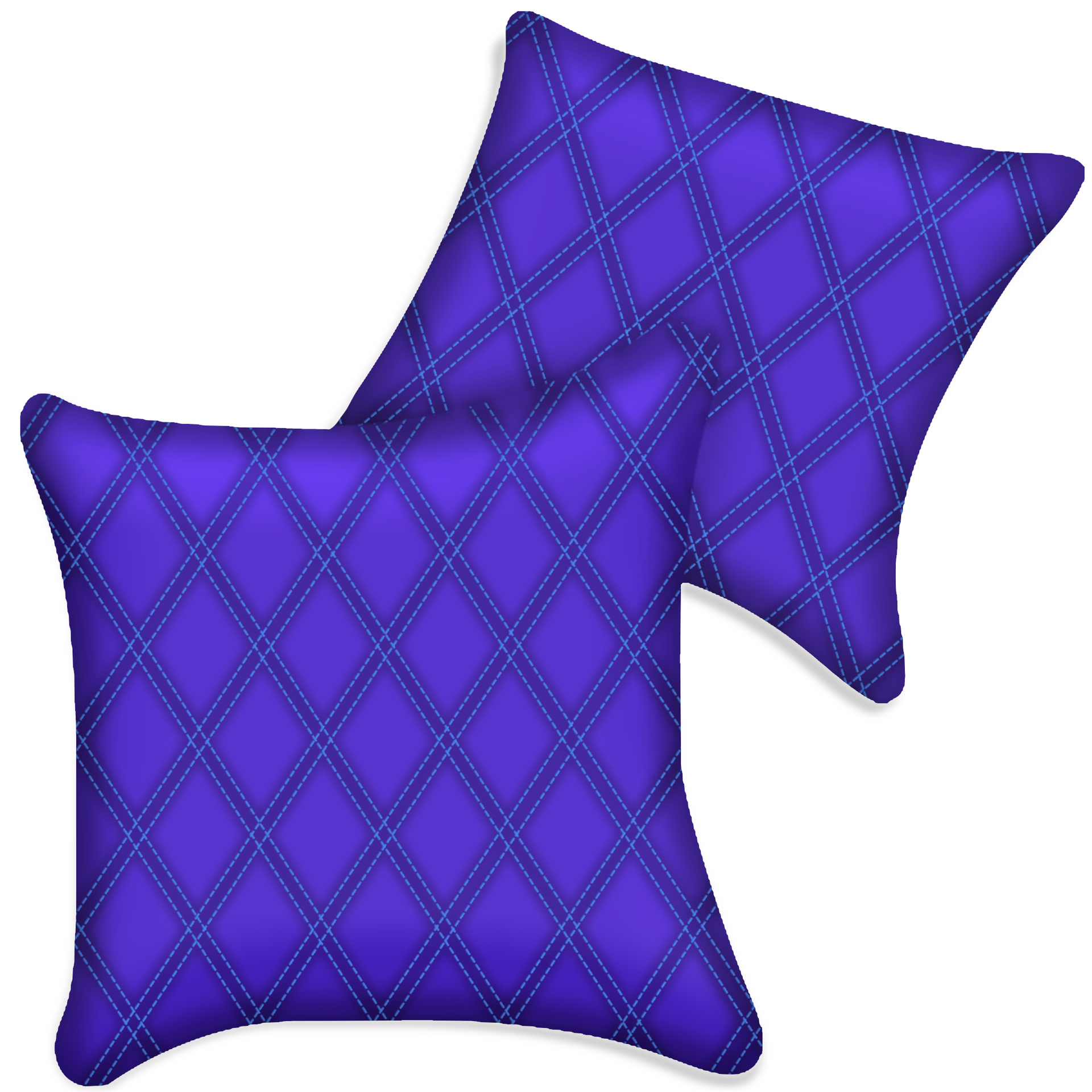 Customizable Purple Leather Pillows Set of 2 for All Vehicles | Double Diamond Pattern