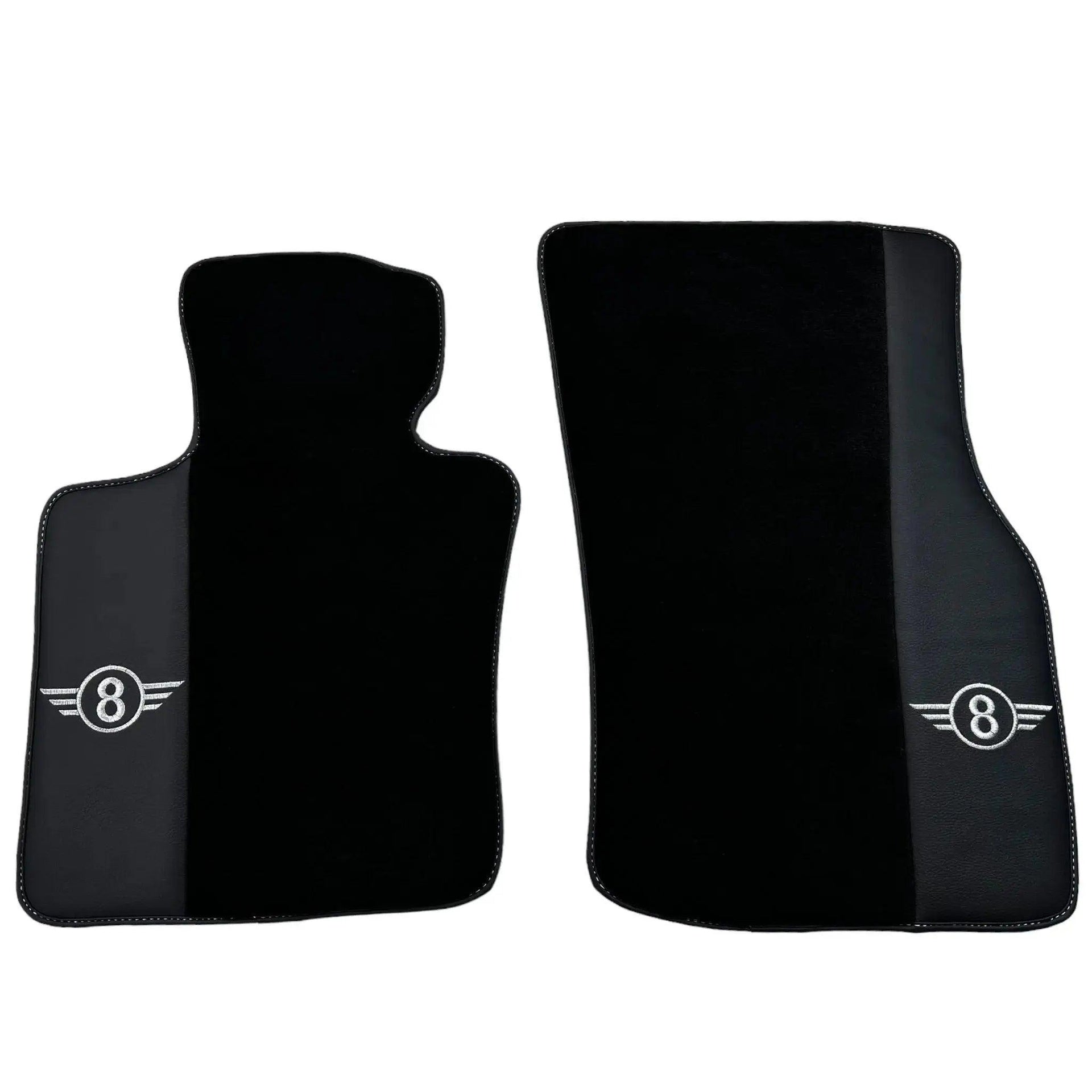 Black Floor Mats for Mini Cooper / One F55 5-doors (2015-2023) with Leather - AutoWin