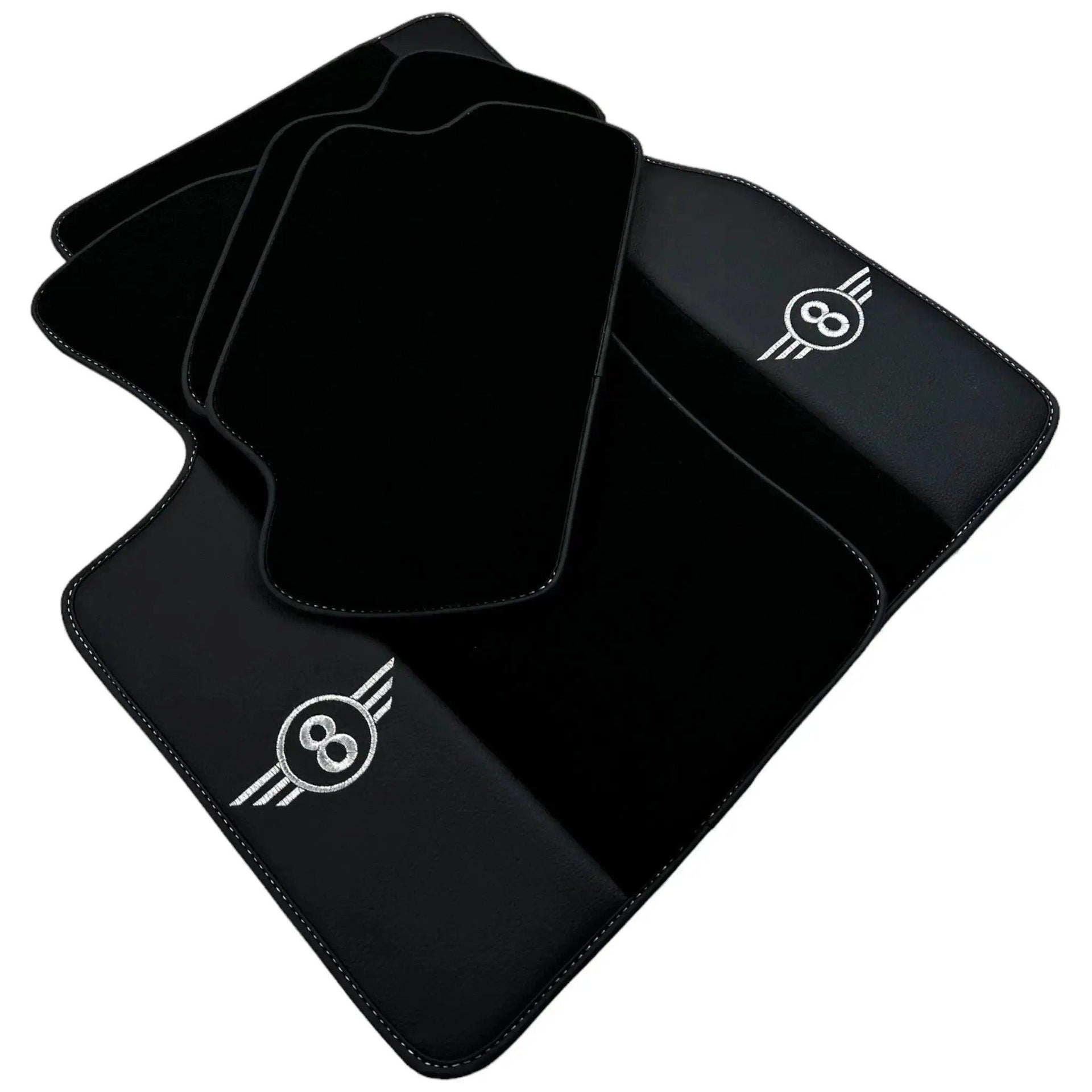 Black Floor Mats for Mini Cooper / One F56 3-doors (2014-2023) with Leather - AutoWin
