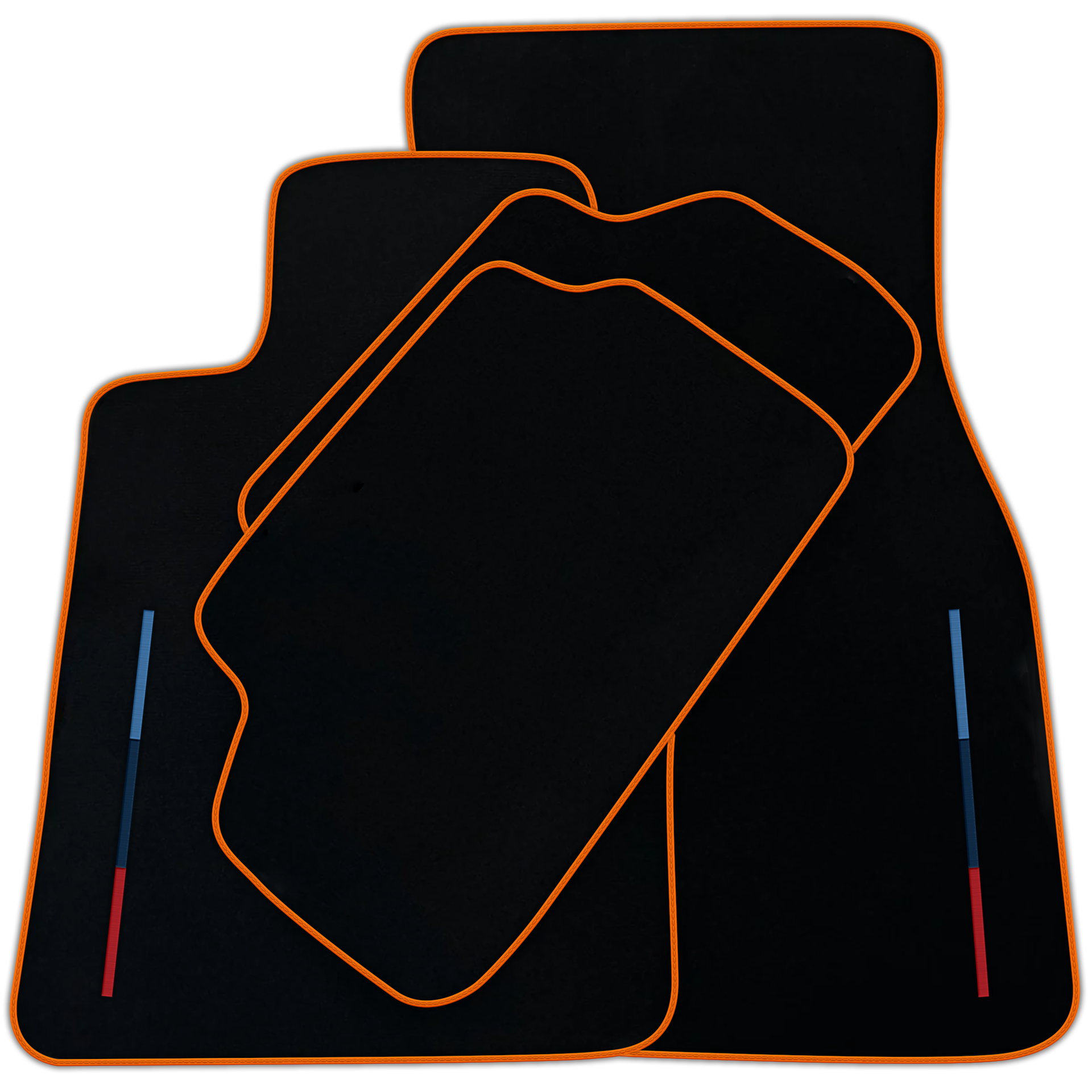 Black Floor Mats for BMW i8 3 Color Stripes Tailored Set Perfect Fit | Various Trim Colors