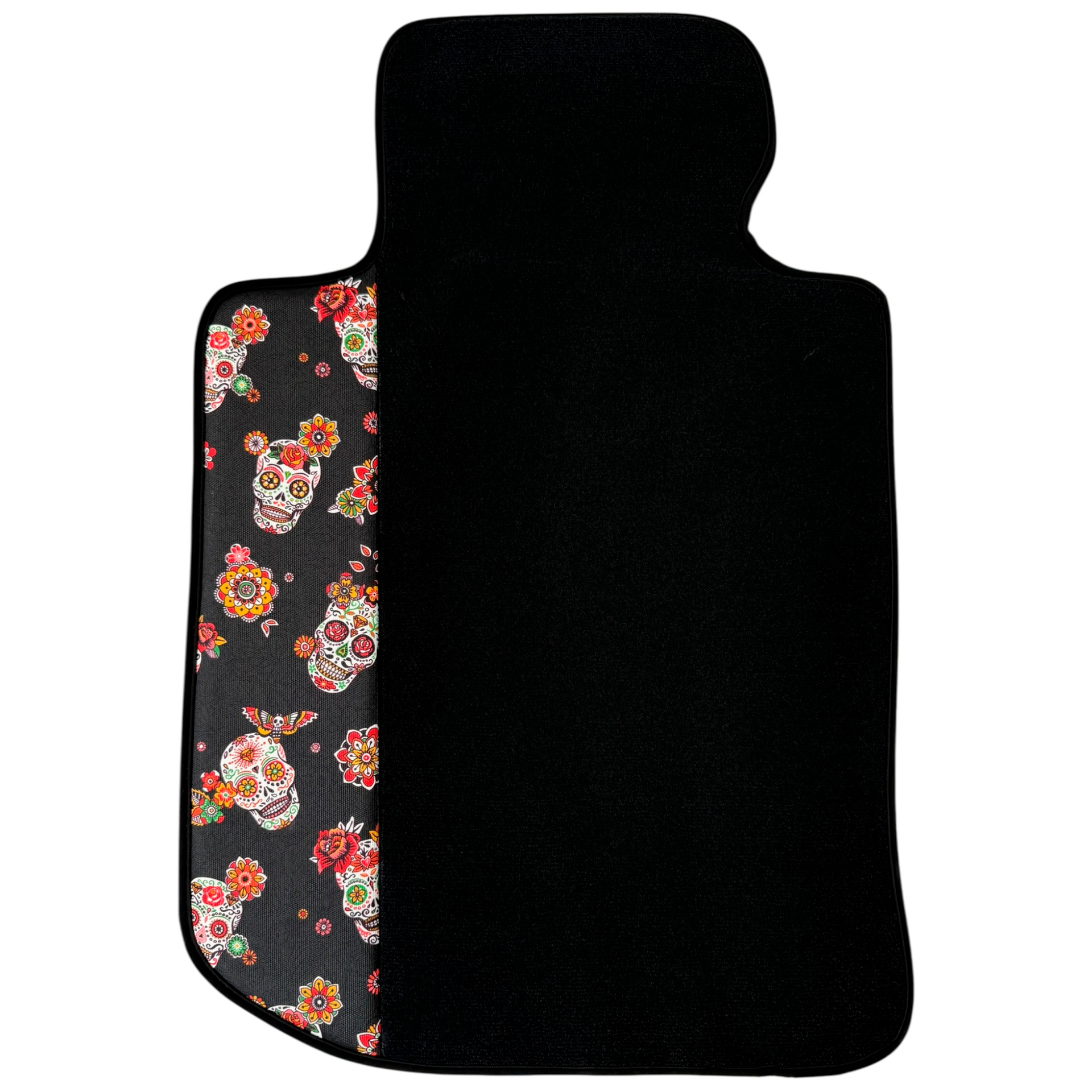 Black Floor Mats for BMW 3 Series G20 4-door Sedan (2019-2024) with Black Floral Skull Design