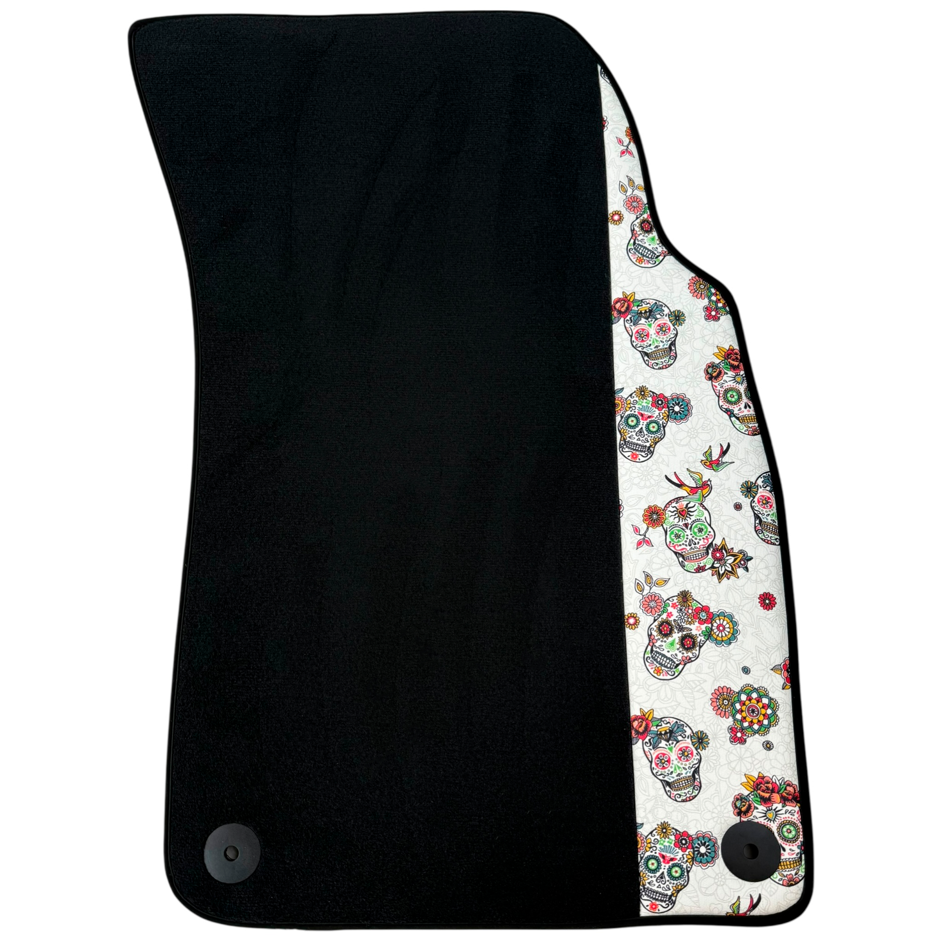 Black Car Floor Mats for Lamborghini Urus (2018-2026) with Floral Skull Design Borders