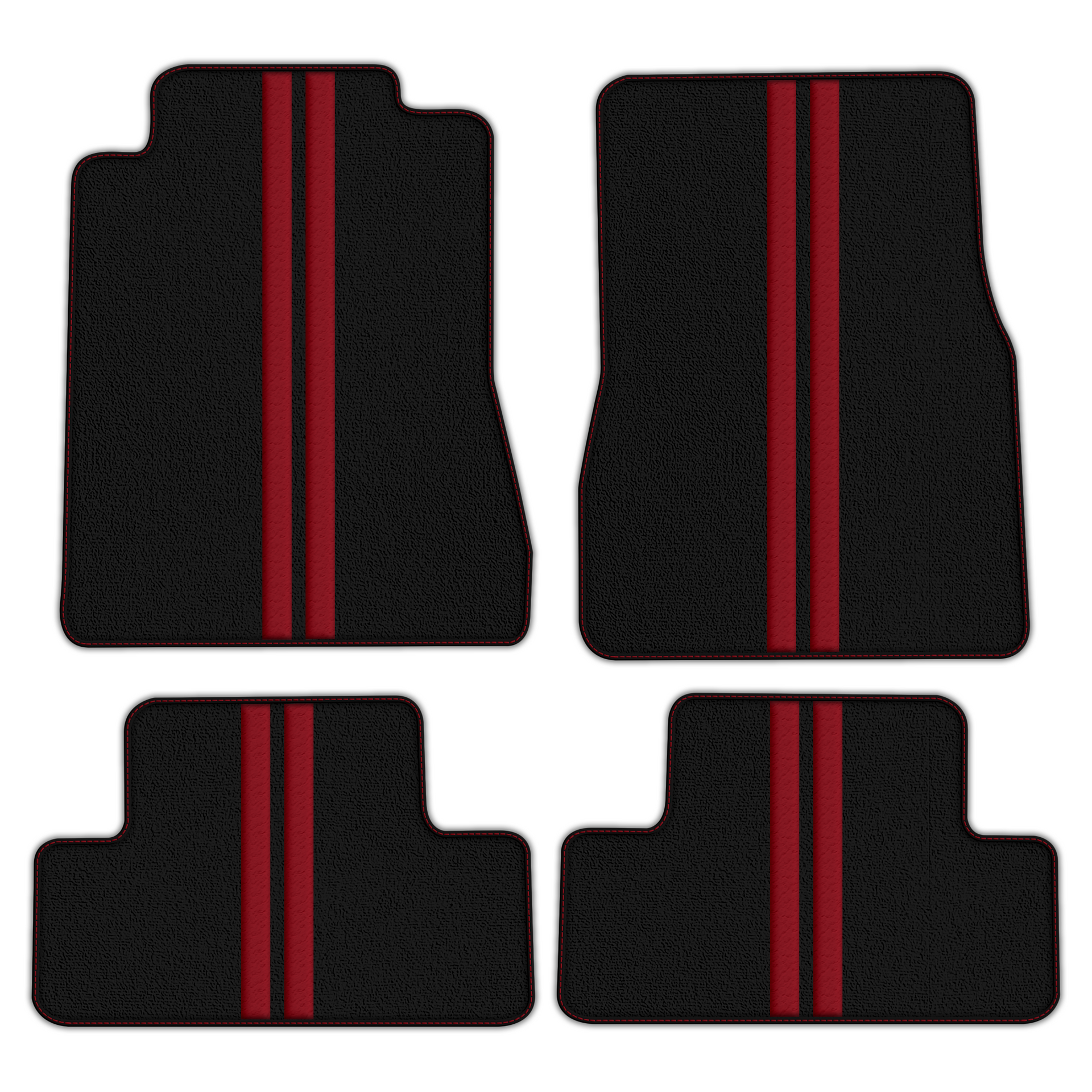 Black Floor Mats with Leather Line for Ford Mustang V FL (2011-2014) - Various Colors