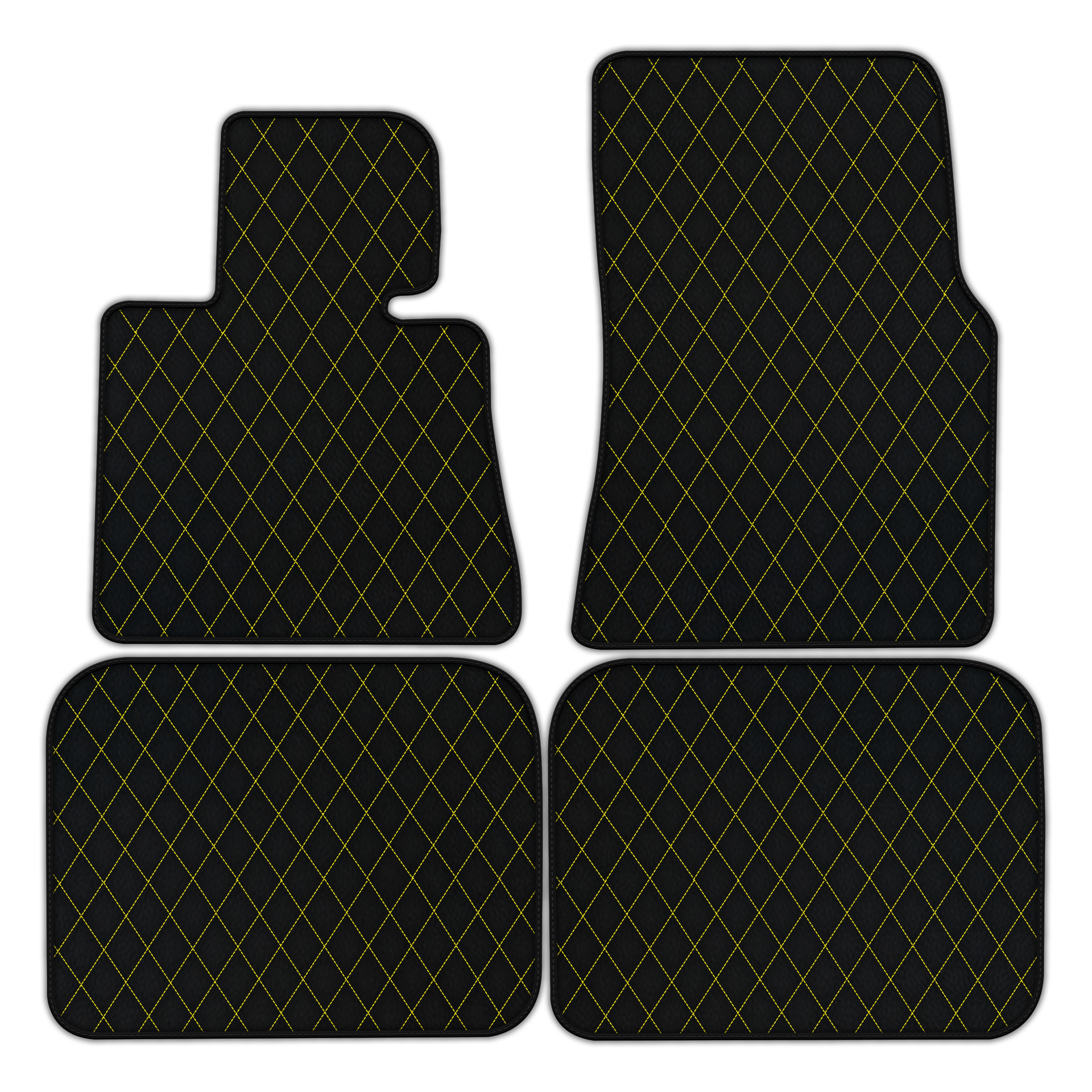 Customizable Leather Floor Mats with Single Diamond Pattern for Rolls Royce Phantom Sedan (2003-2016)