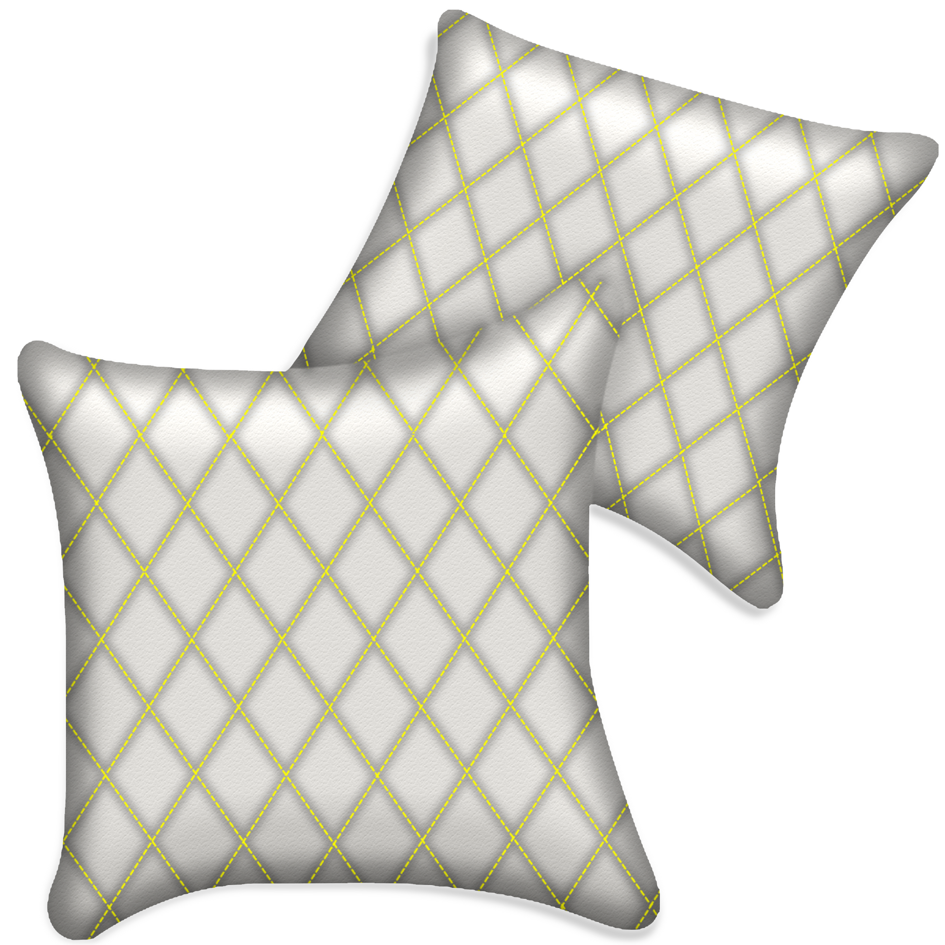 Customizable White Leather Pillows Set of 2 for All Vehicles | Single Diamond Pattern