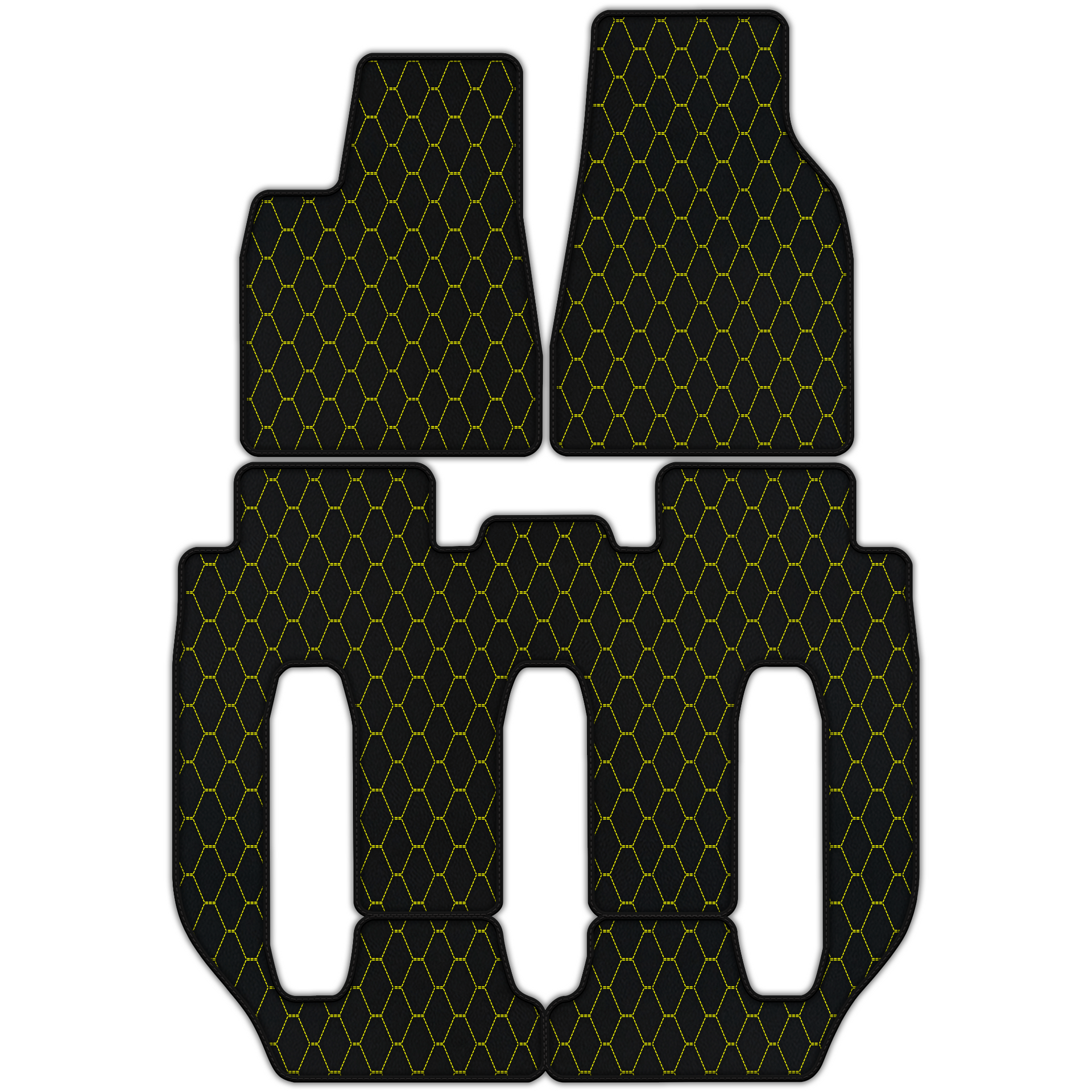 Customizable Leather Floor Mats with Vertical Hex Pattern for Tesla Model X - 7 Seats (2016-2017)