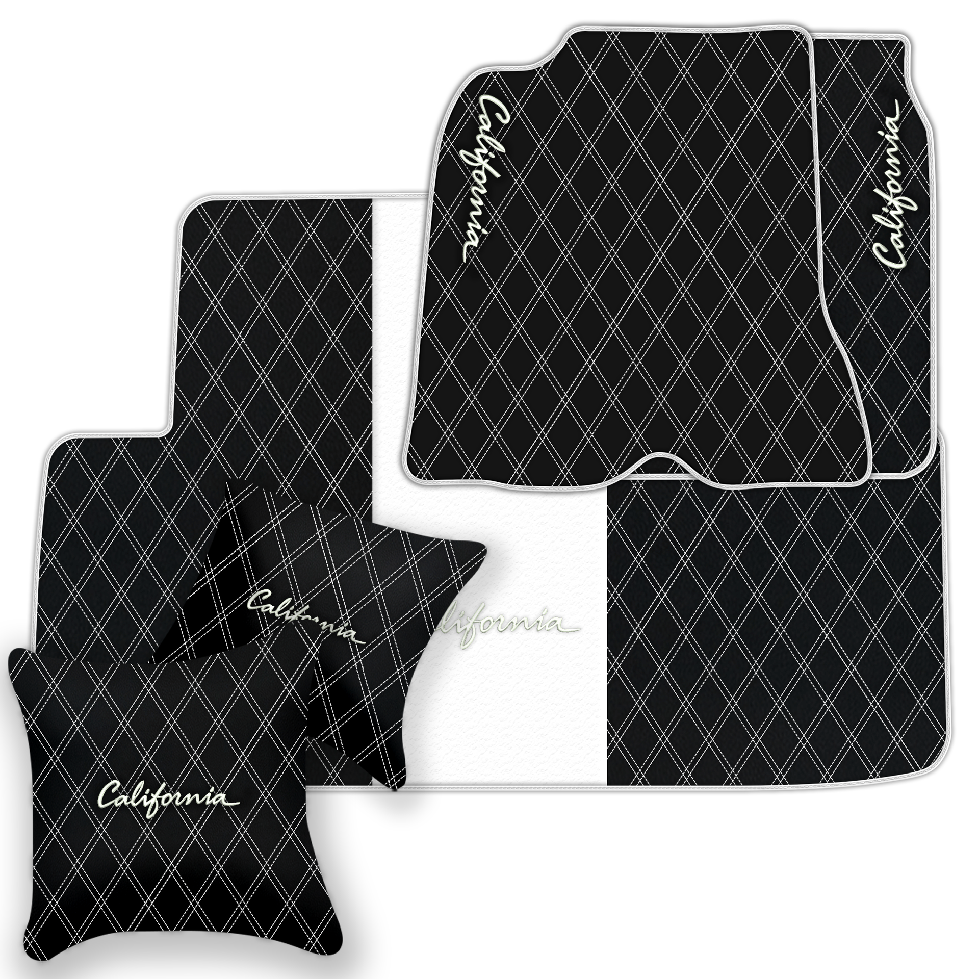 Orange Stitching Black Leather Floor Mats for Lamborghini Urus