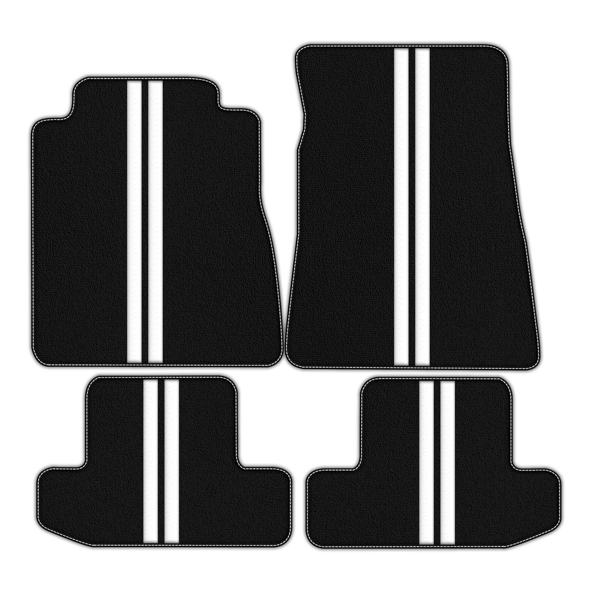 Black Floor Mats with Leather Line for Ford GT500 Shelby (2015-2021) - Various Colors