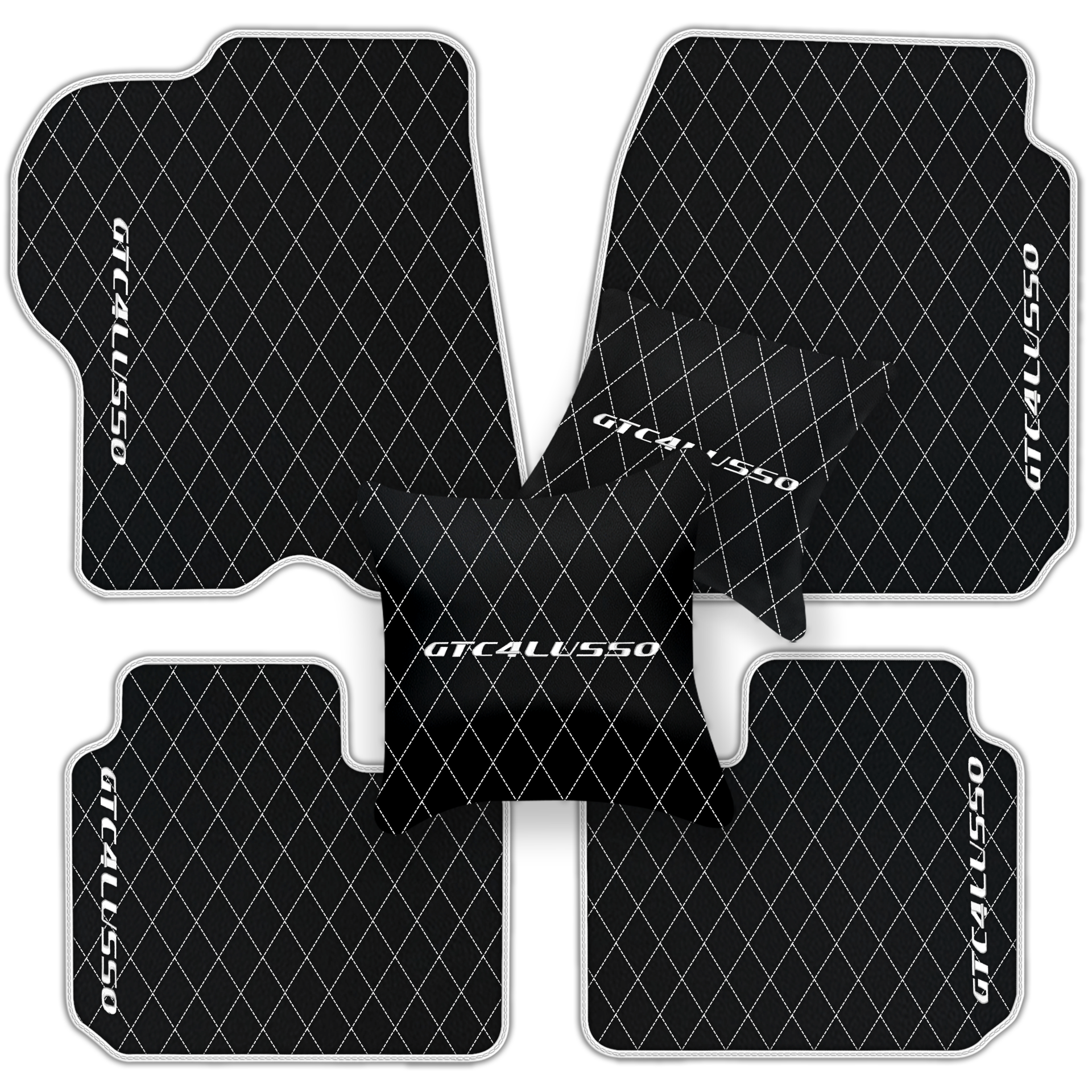 Luxury Black Leather Floor Mats for Ferrari Roma (2021-2024)