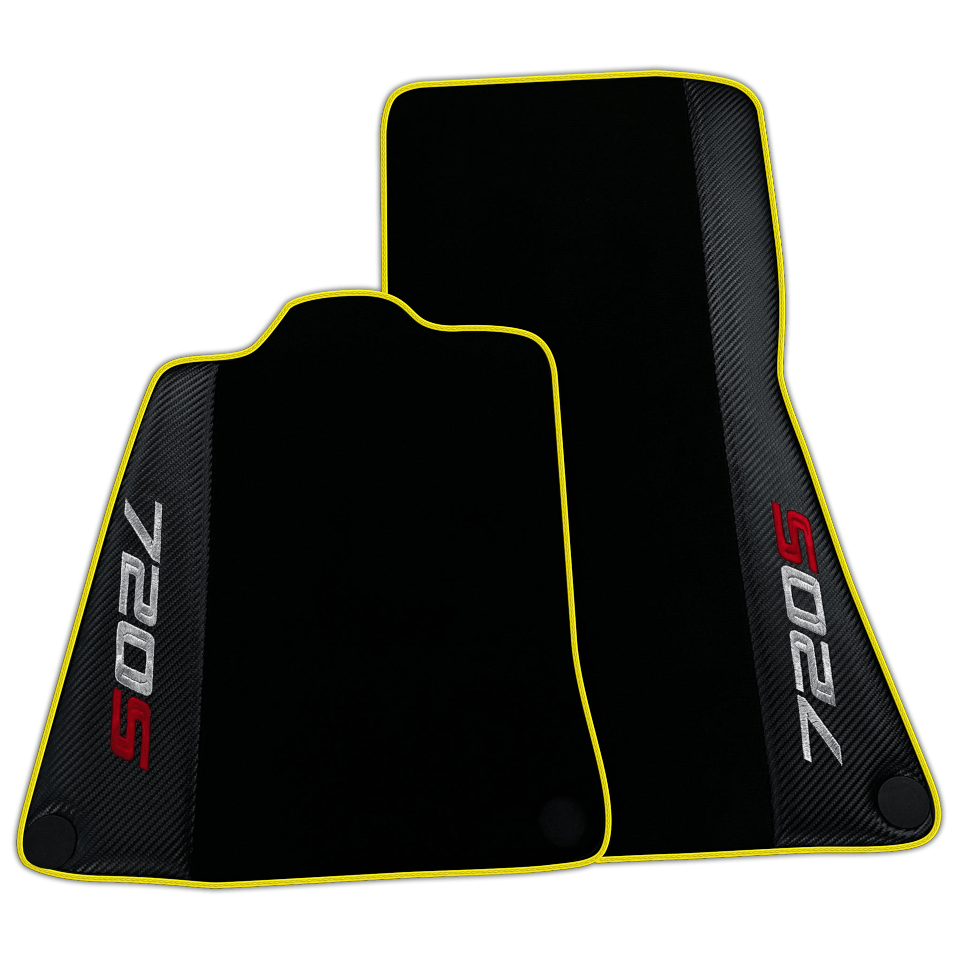 Black Floor Mats for McLaren 720S with Carbon Fiber | Various Trim Colors