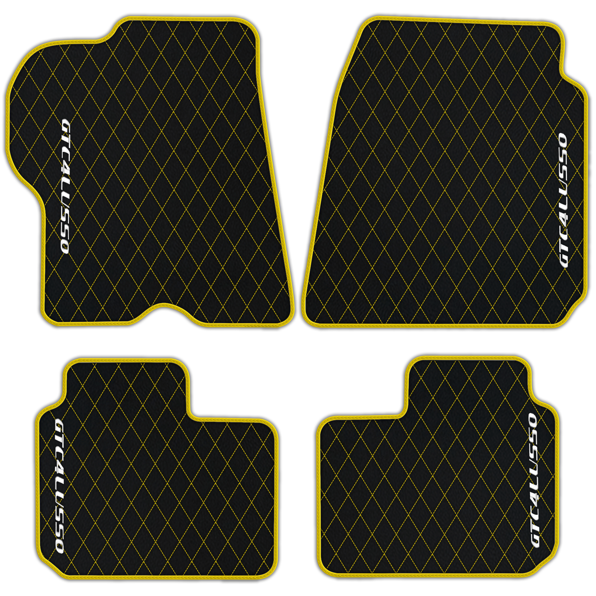 Luxury Black Leather Floor Mats for Ferrari Roma (2021-2024)