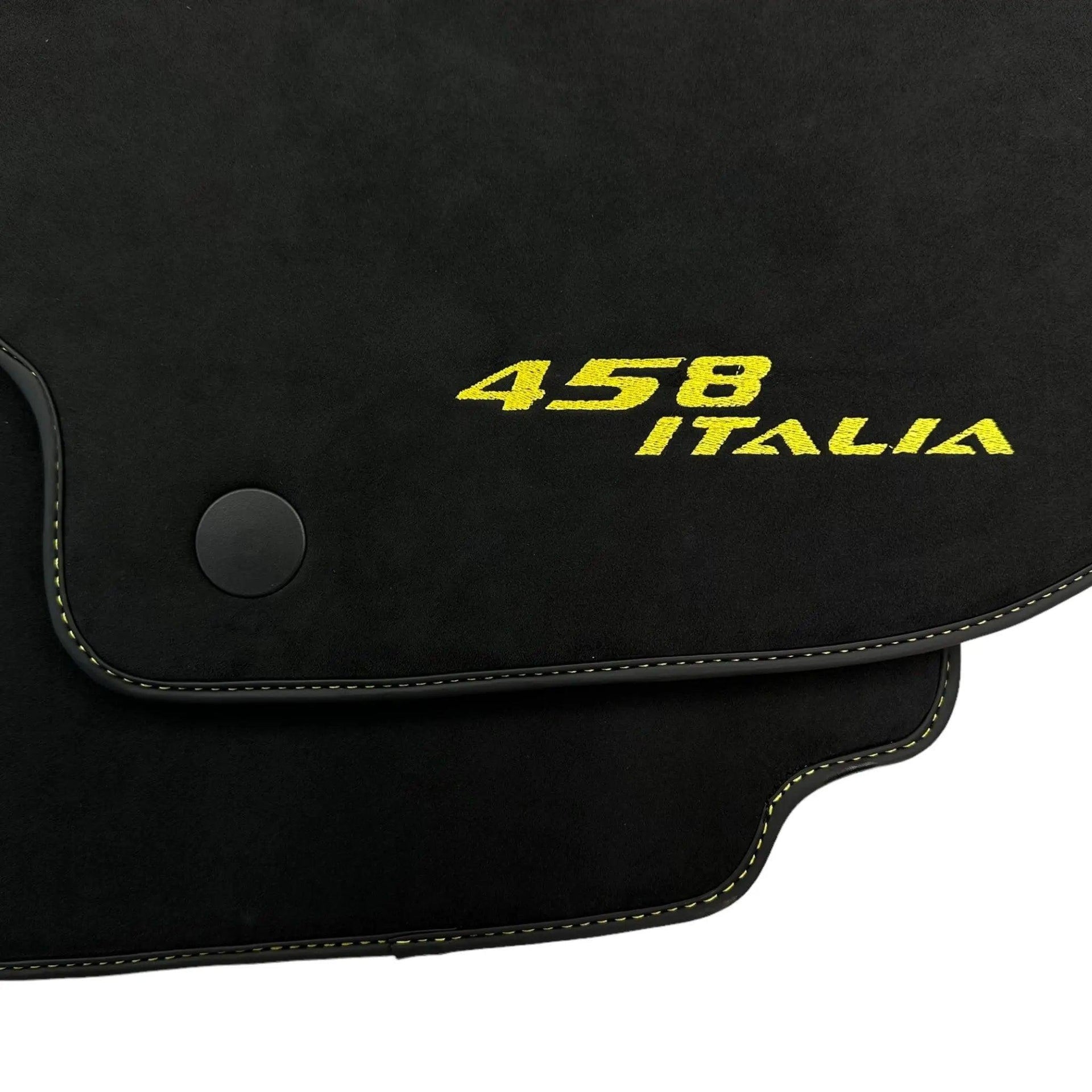 Alcantara Black Floor Mats For Ferrari 458 Italia (2009-2015) Yellow - AutoWin