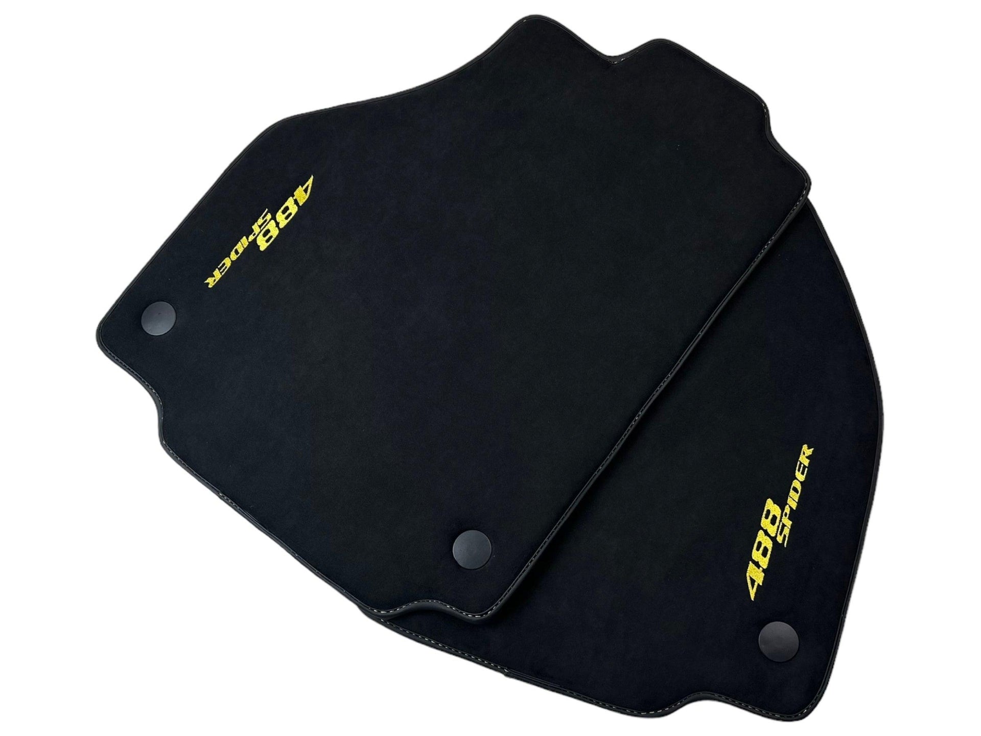 Alcantara Floor Mats for Ferrari 488 Spider 2016-2022 Yellow Sewing - AutoWin