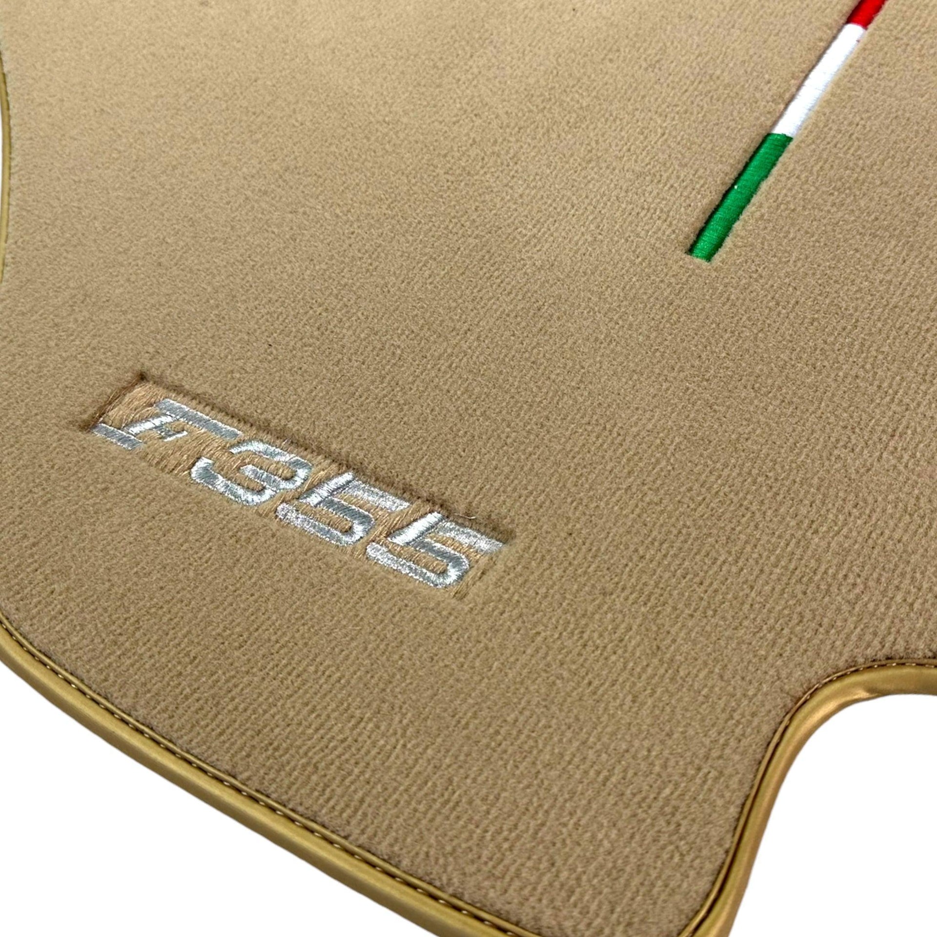 Beige Floor Mats For Ferrari F355 1994-1999 | Golden Color Trim - AutoWin