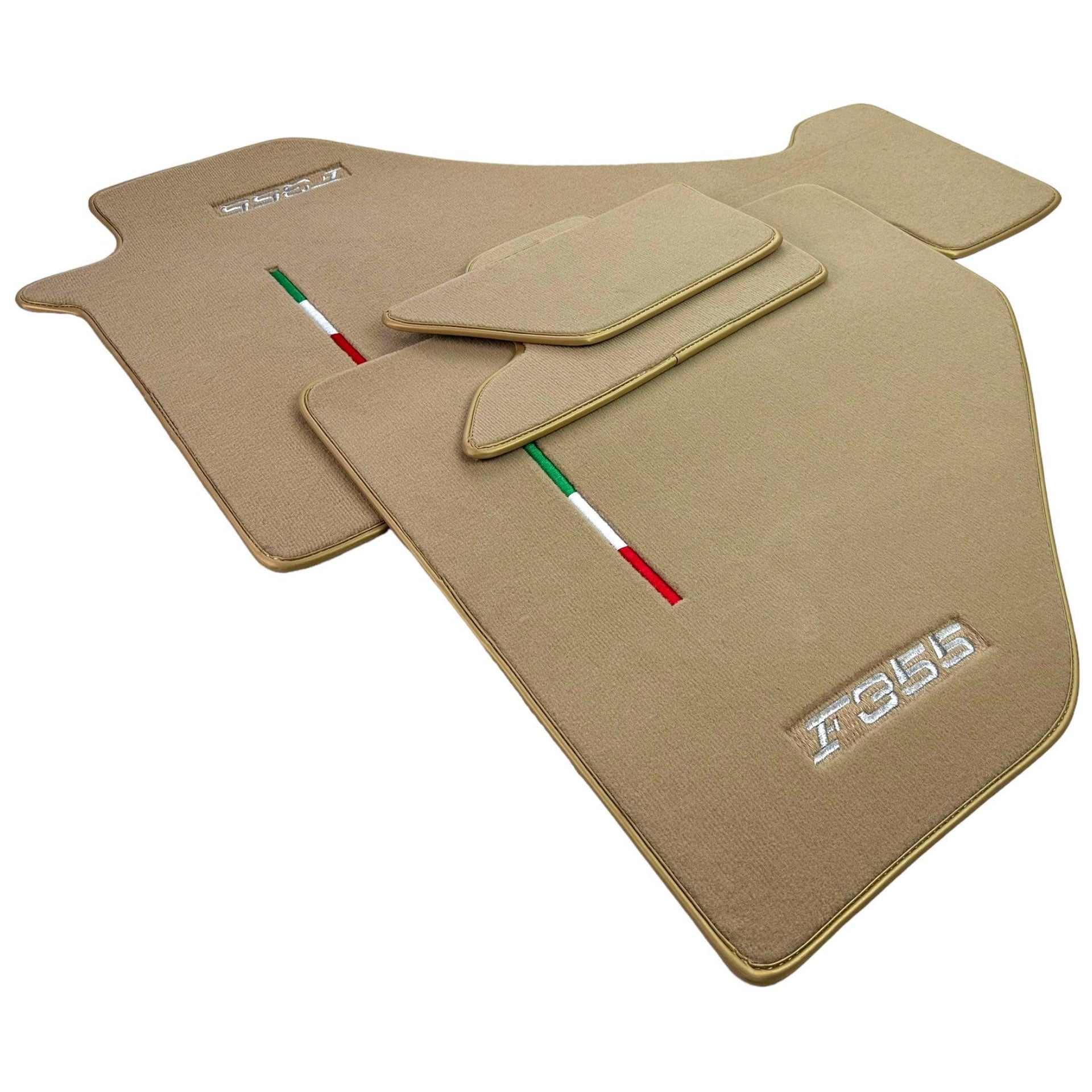 Beige Floor Mats For Ferrari F355 1994-1999 | Golden Color Trim - AutoWin