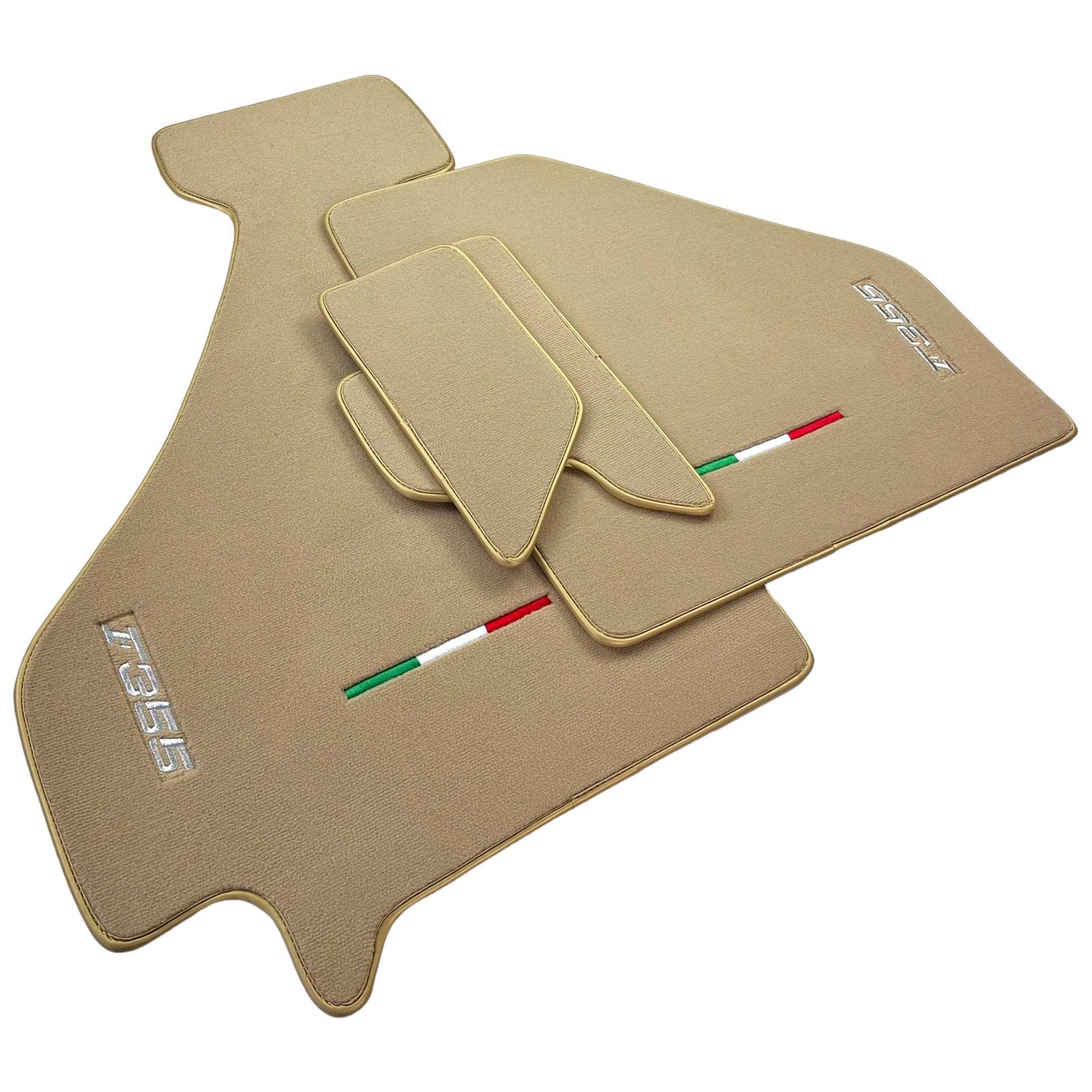 Beige Floor Mats For Ferrari F355 1994-1999 | Golden Color Trim - AutoWin