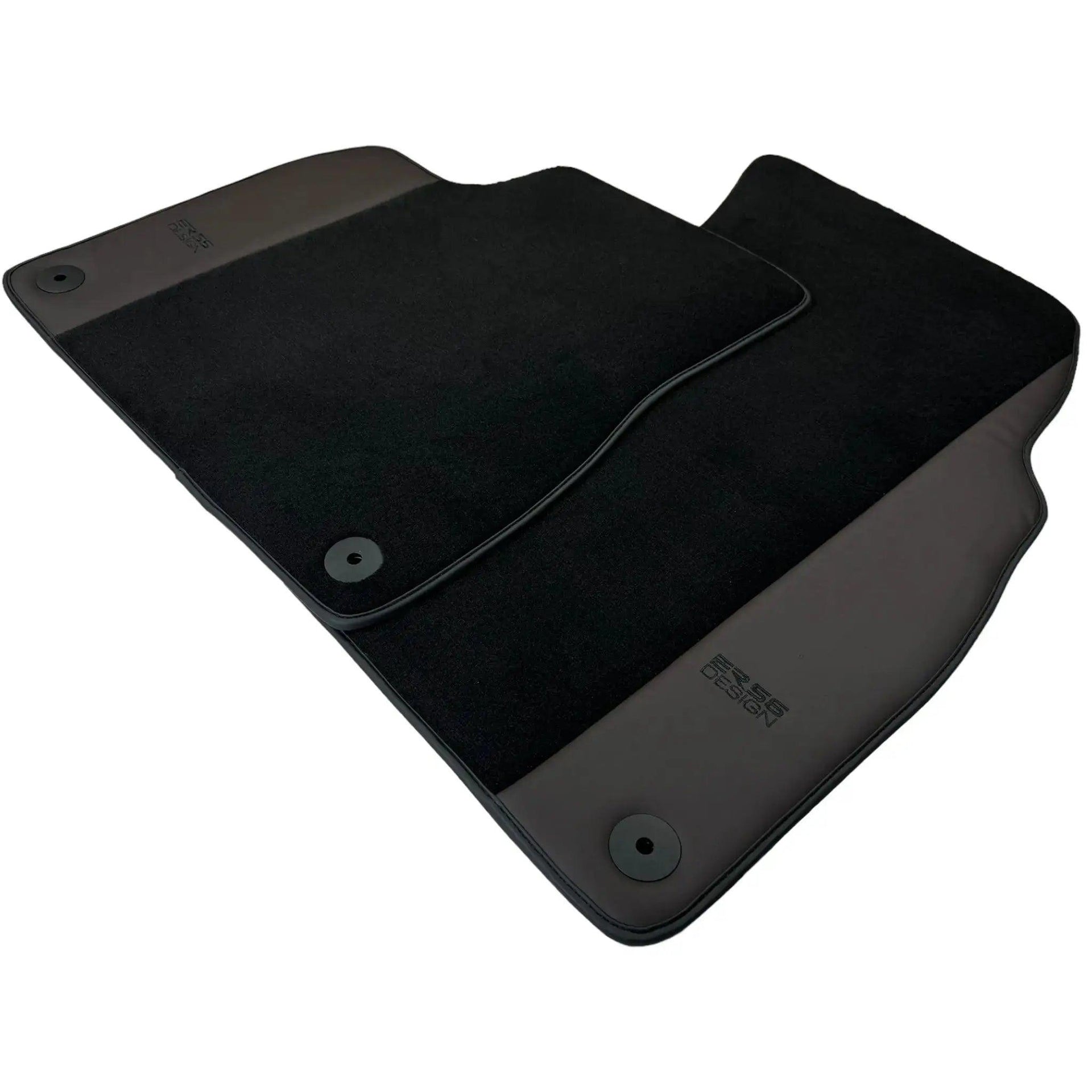 Black Floor Mats for Audi Q8 (2018-2023) with Dark Brown Leather | ER56 Design - AutoWin