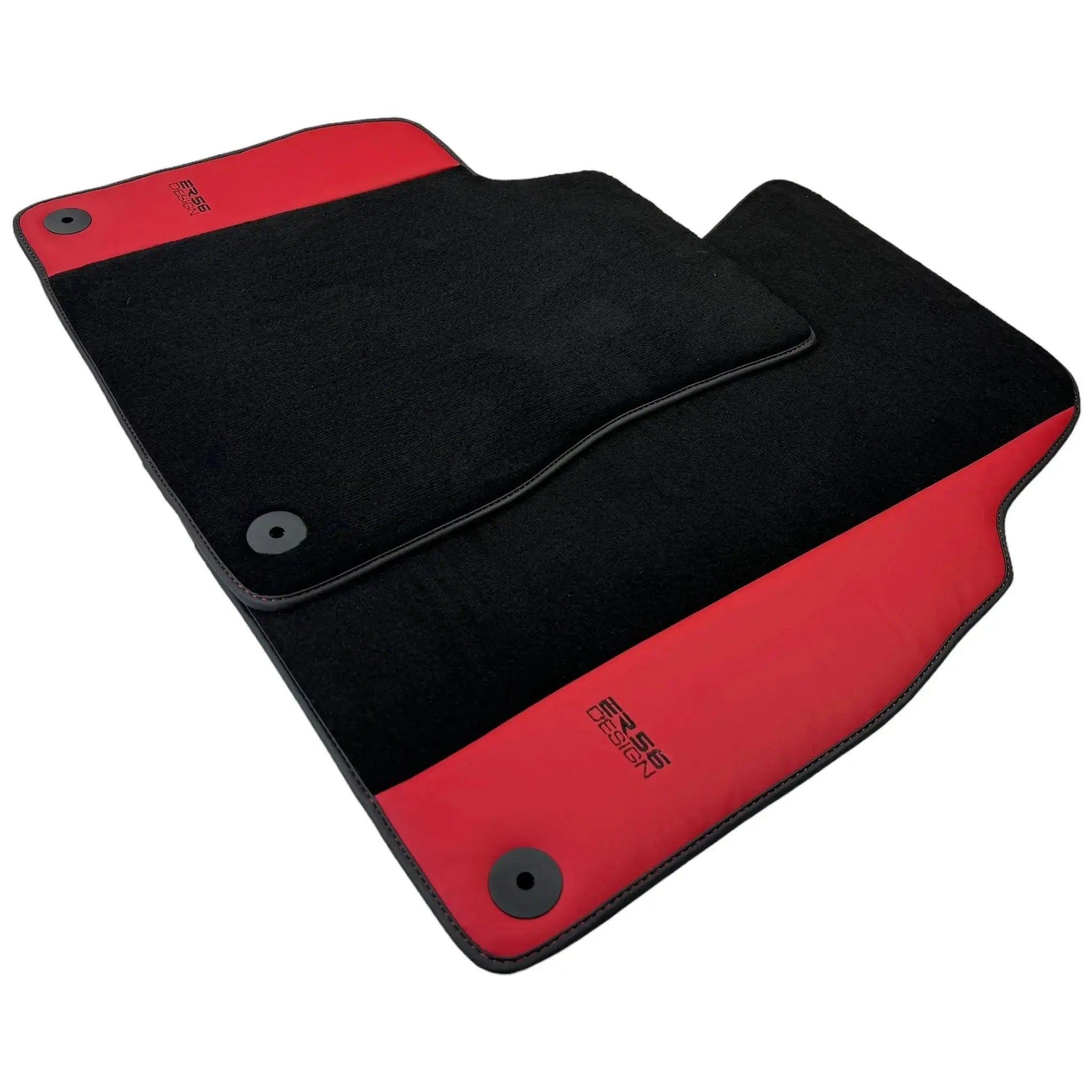 Black Floor Mats for Audi Q8 (2018-2023) with Red Leather | ER56 Design - AutoWin