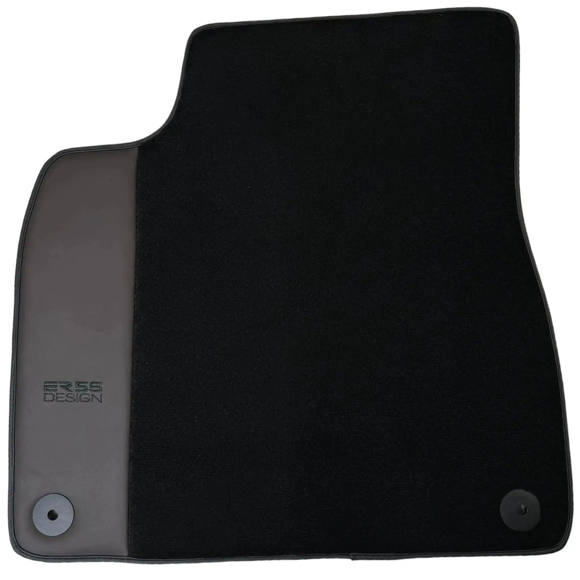 Black Floor Mats for Audi Q8 e-tron (2023-2025) with Dark Brown Leather | ER56 Design - AutoWin