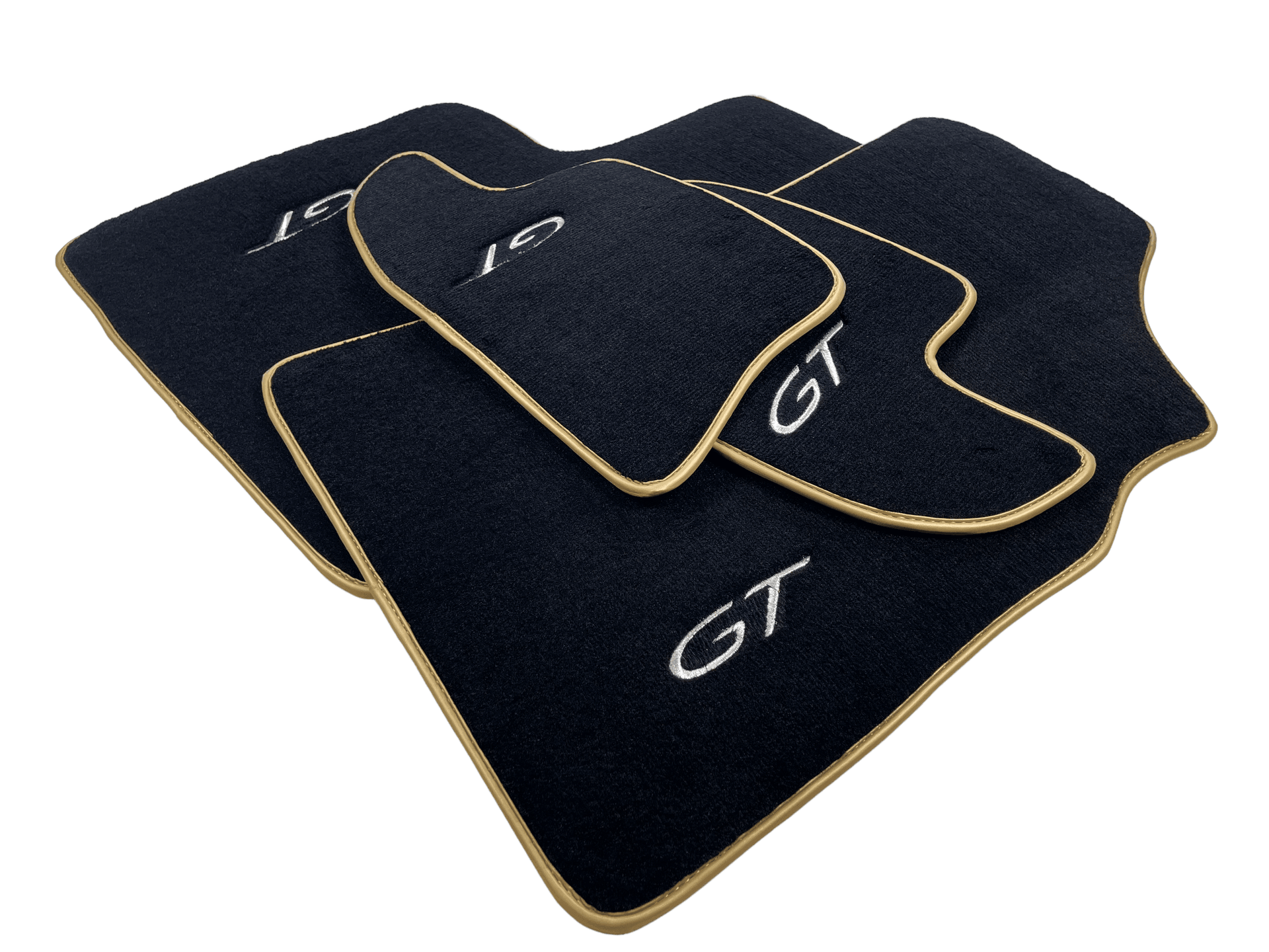 Black Floor Mats For Bentley Continental GT (2011–2018) With Gold Color Trim - AutoWin