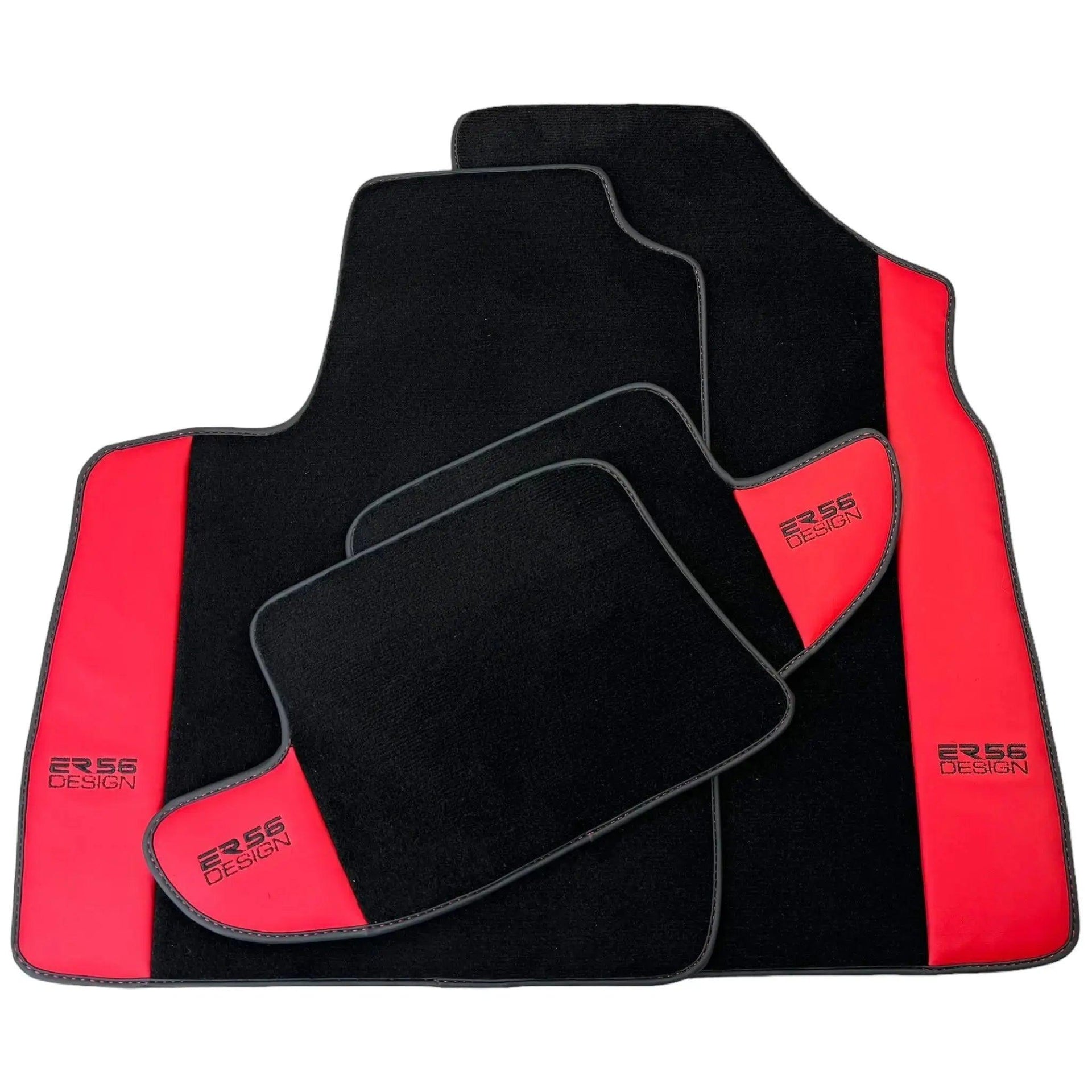 Black Floor Mats for Bentley Continental GTC (2006–2011) with Red Leather | ER56 Design - AutoWin