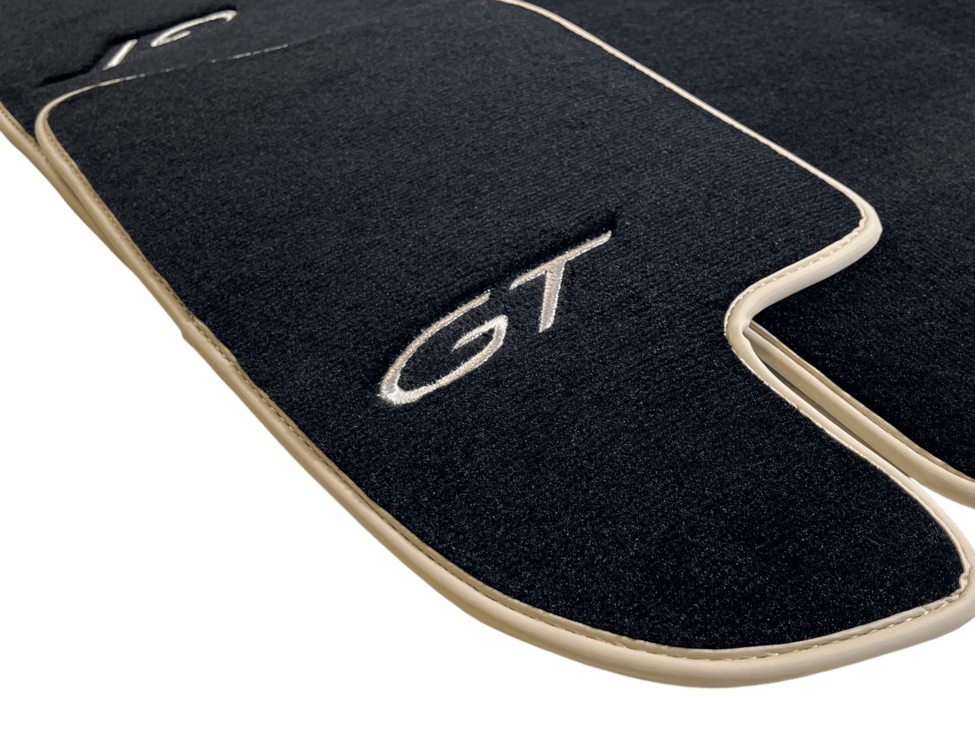 Black Floor Mats For Bentley Continental GTC (2011-2018) With Beige Trim - AutoWin