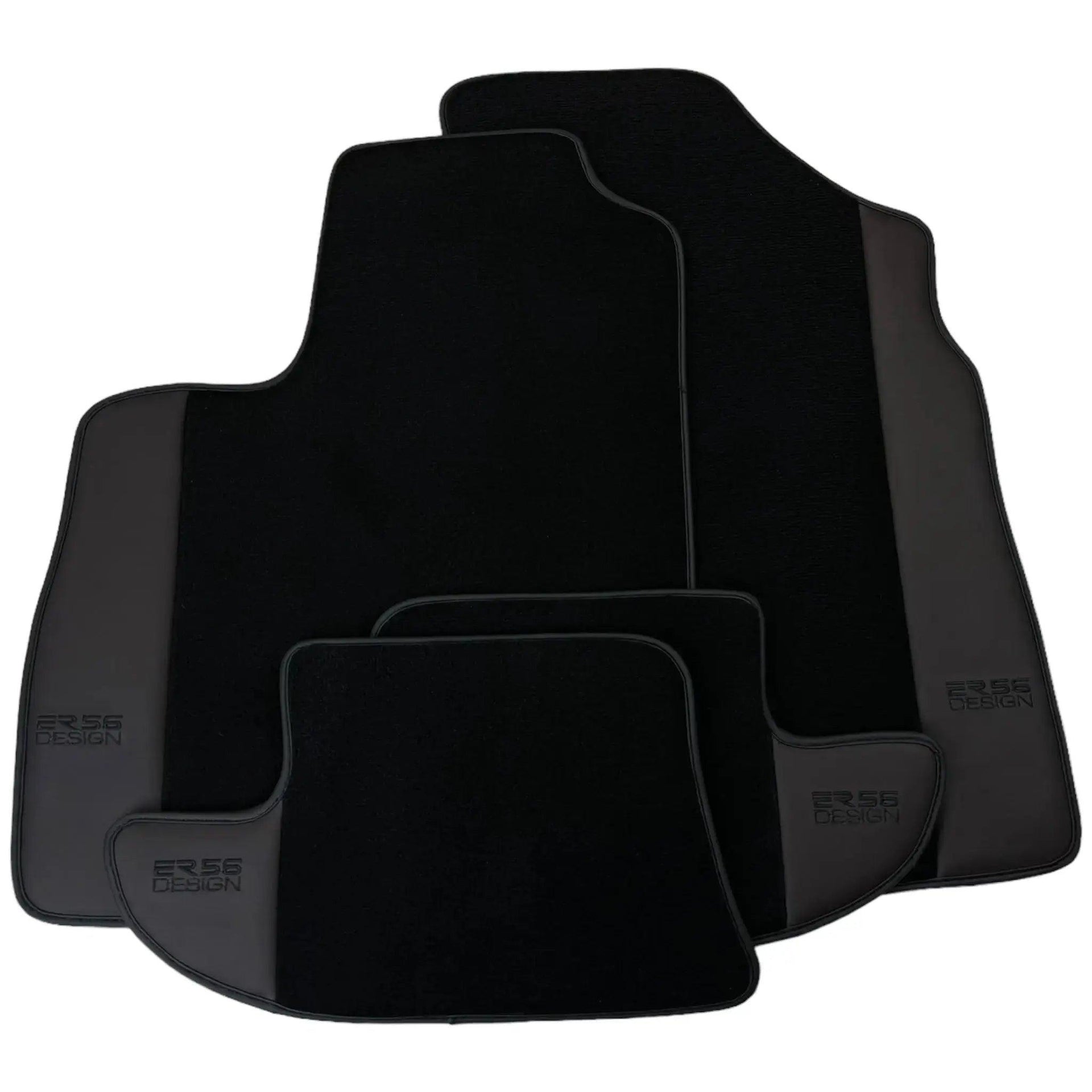 Black Floor Mats for Bentley Continental GTC (2011–2018) with Dark Brown Leather | ER56 Design - AutoWin