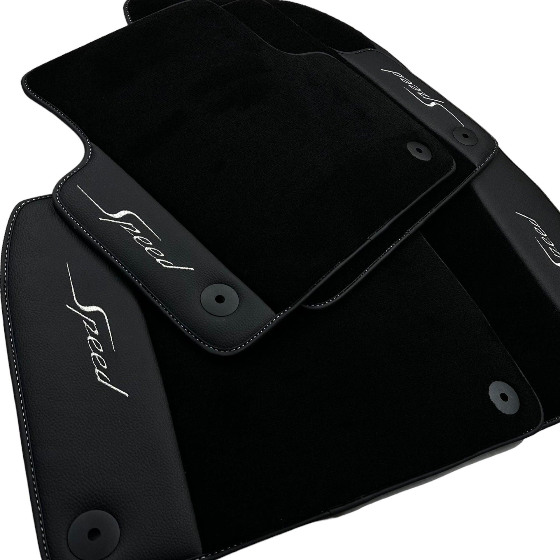 Black Floor Mats For Bentley Flying Spur (2005-2013) with Leather - AutoWin