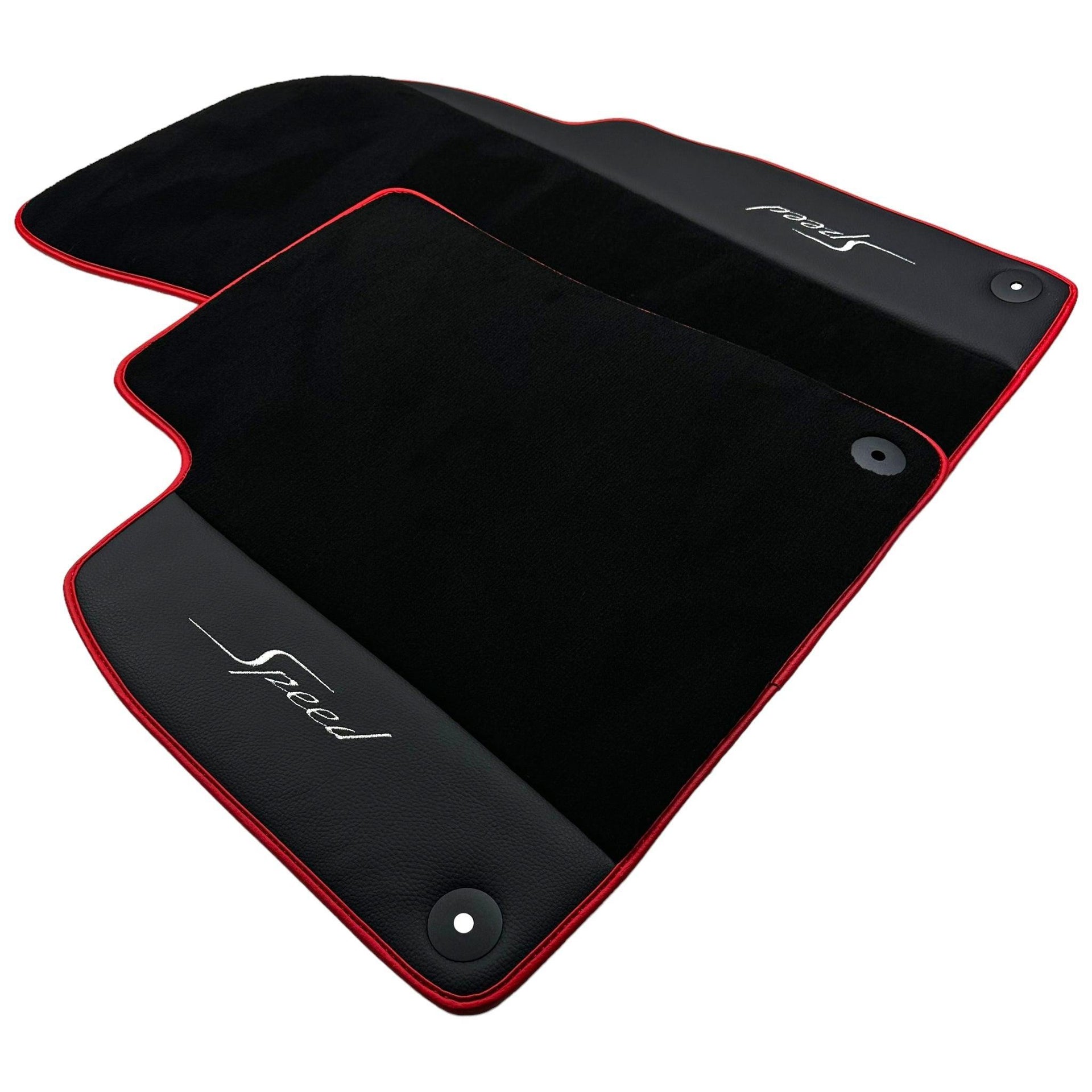 Black Floor Mats for Bentley Flying Spur (2005-2013) with Leather | Red Trim - AutoWin