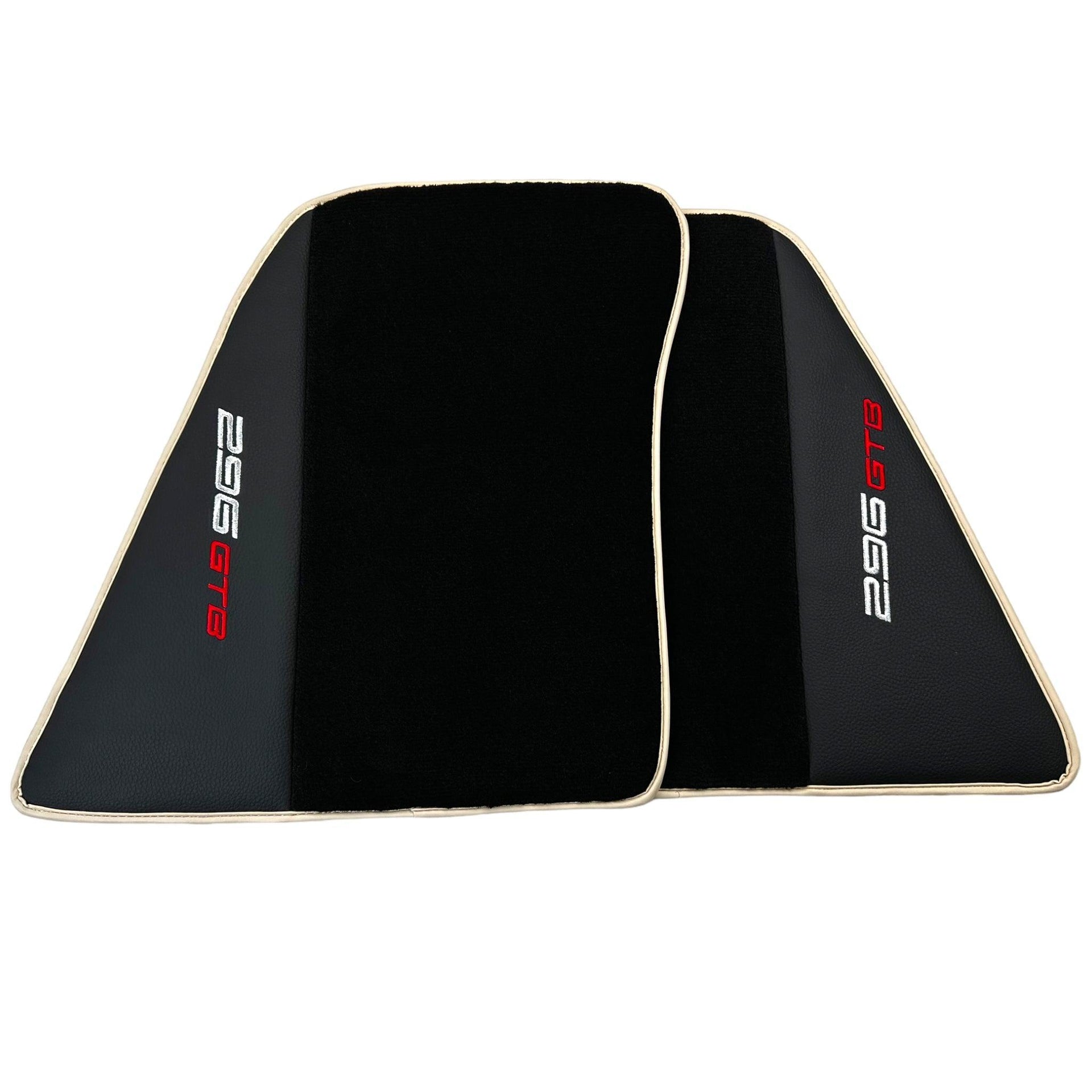 Black Floor Mats for Ferrari 296 GTB (2022-2024) with Leather | Beige Trim - AutoWin